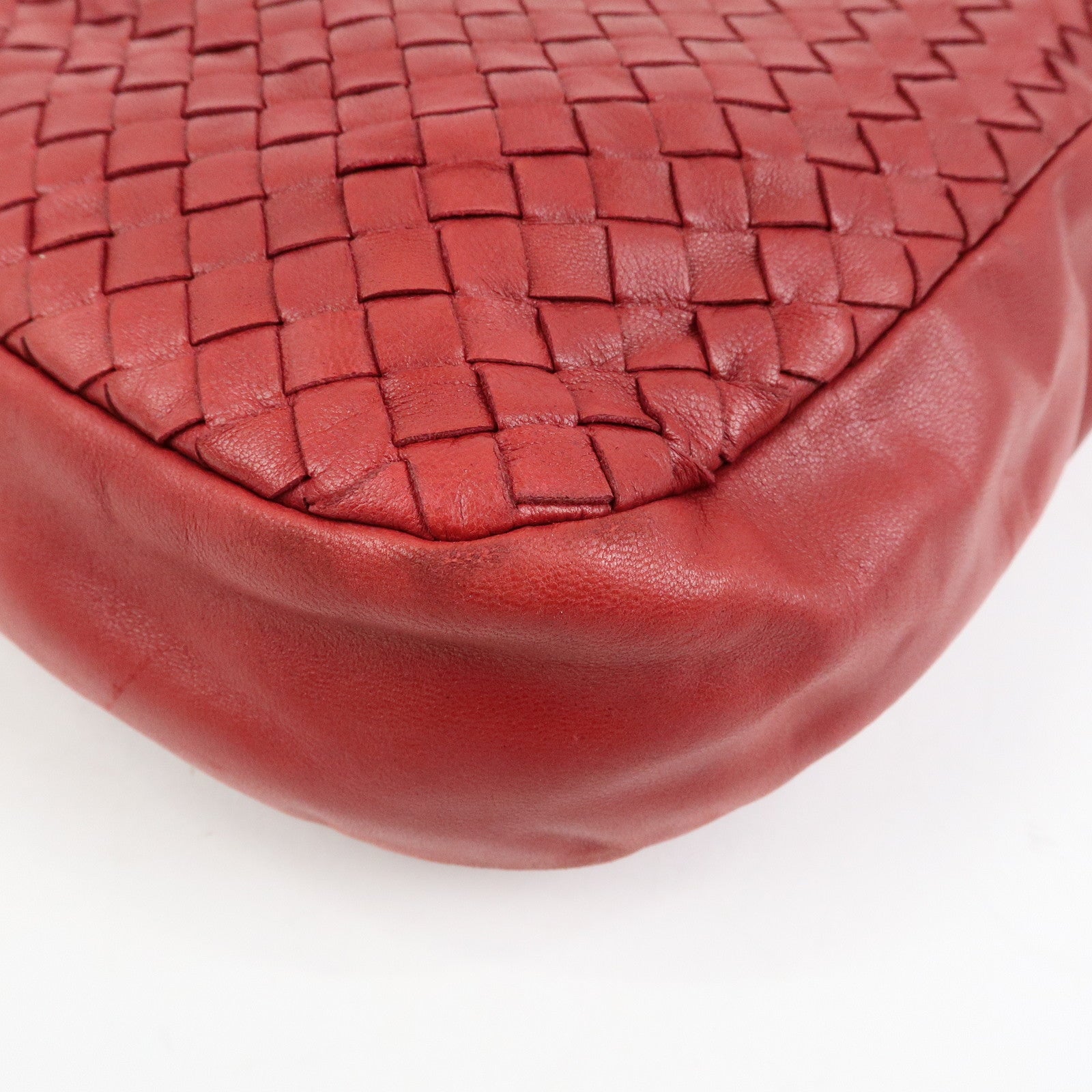 BOTTEGA VENETA Intrecciato Leather Shoulder Bag Red 132369