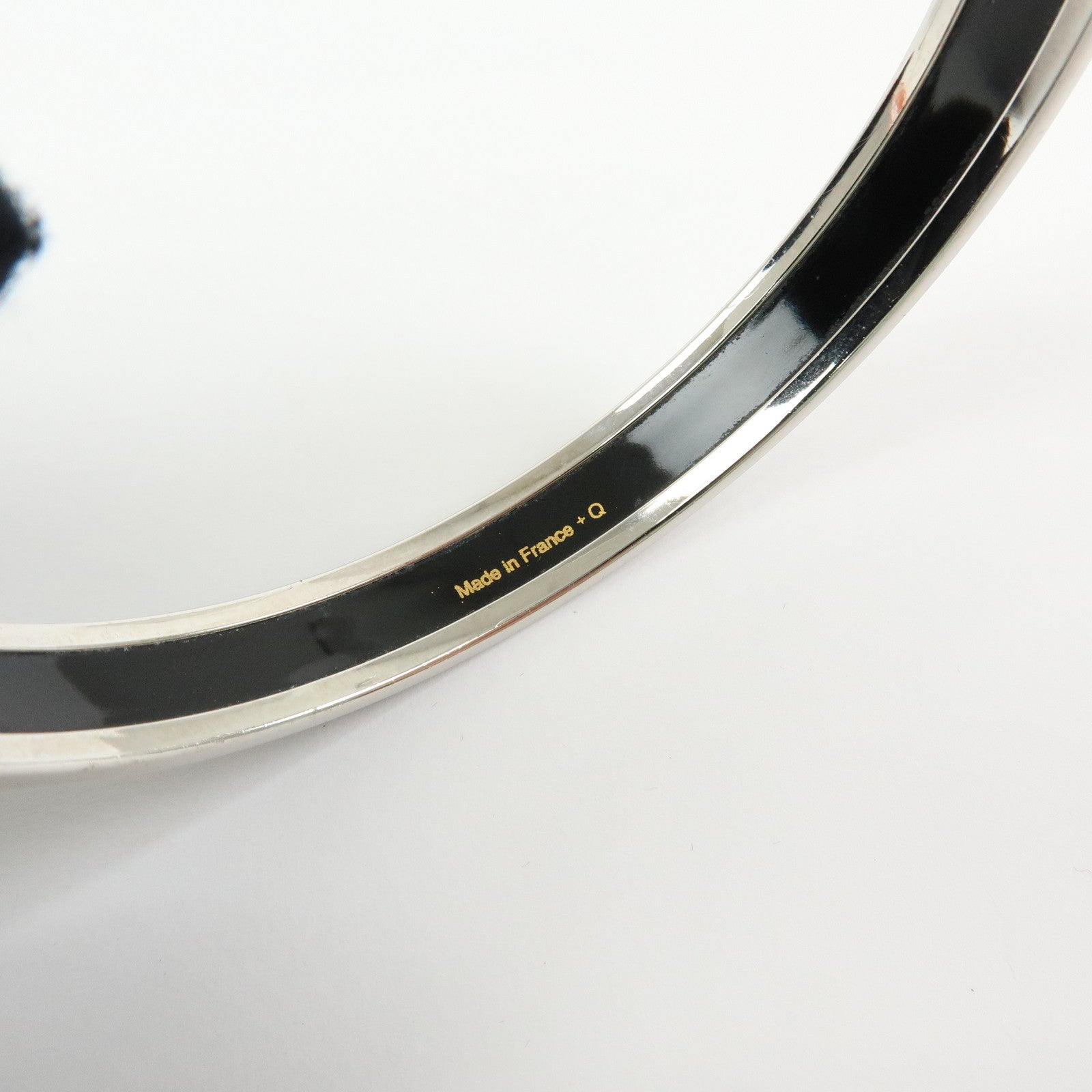 HERMES Email PM Plated Bangle Bracelet Silver Light Blue