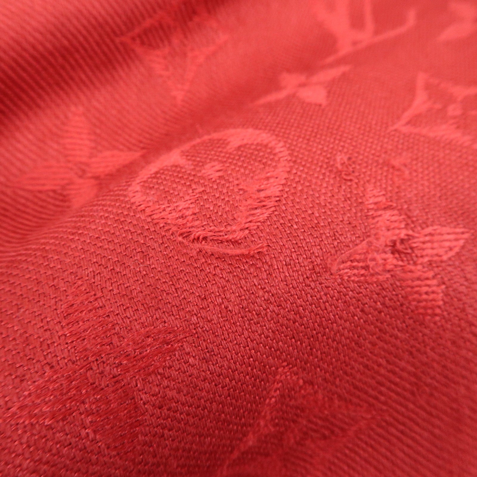 Louis Vuitton Monogram Silk Wool Large Scarf Shawl Red M72237