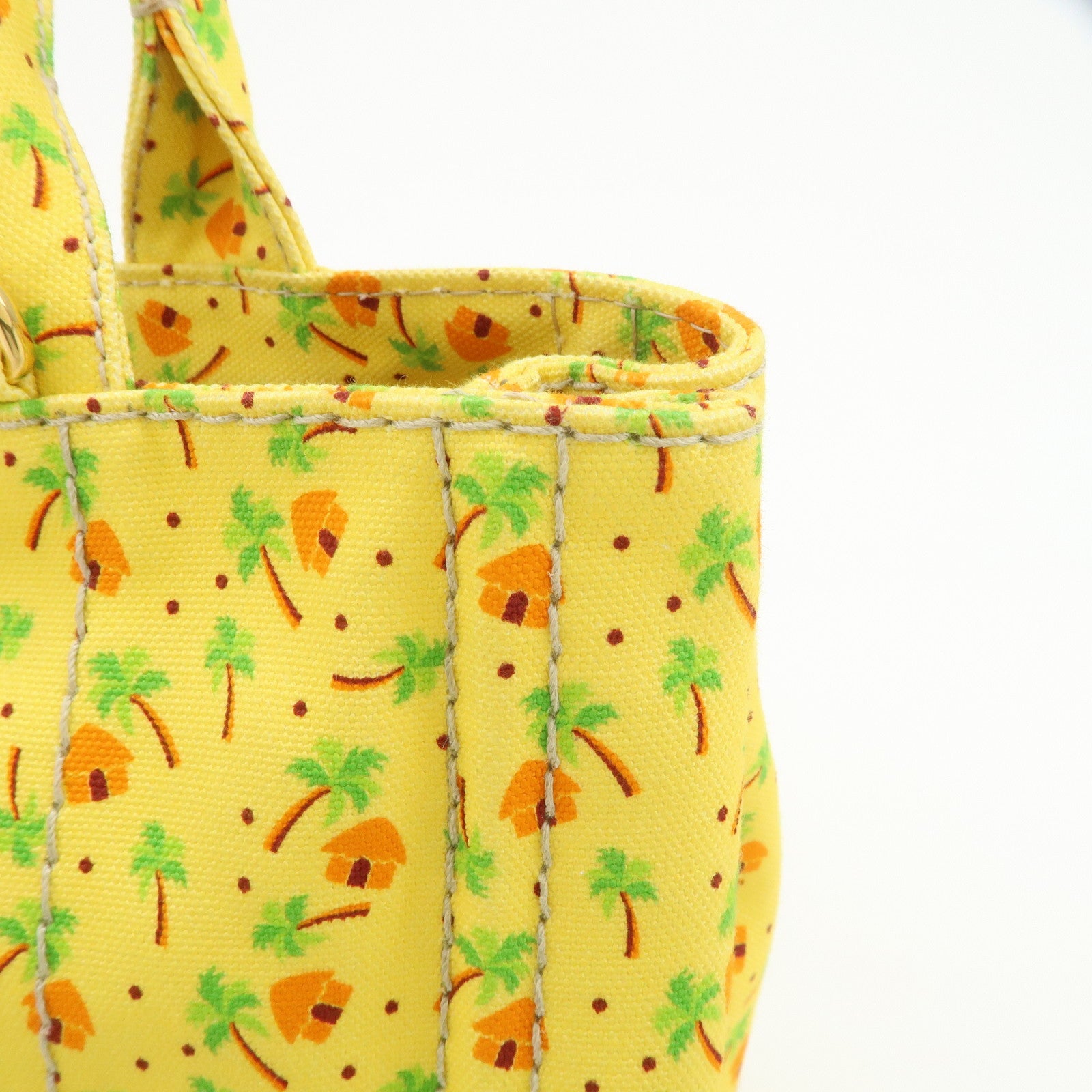 PRADA Canapa Mini Canvas 2Way Bag Hand Bag Yellow Orange 1BG439