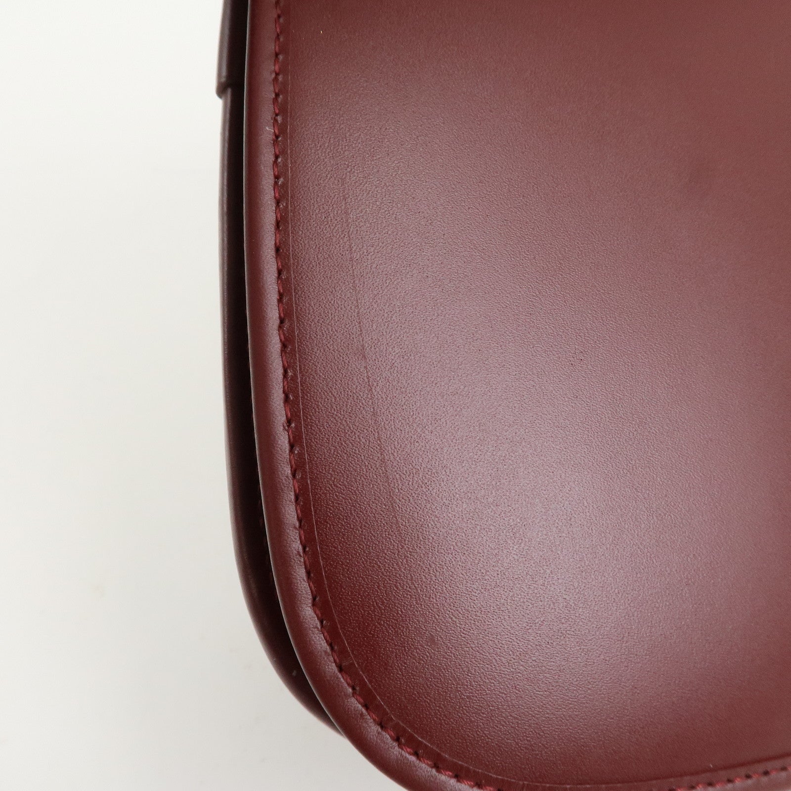 Cartier Must De Cartier Calf Leather Shoulder Bag Hand Bag Burgundy