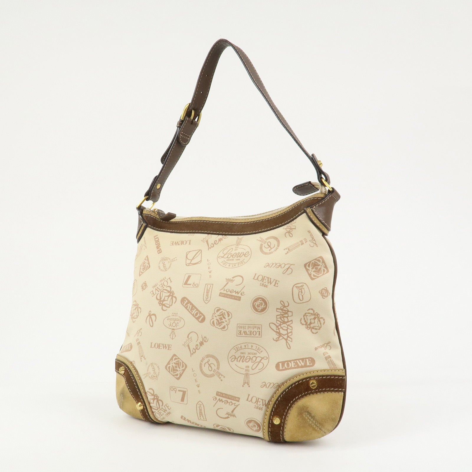 LOEWE Anagram Canvas Suede Leather 160th Anniversary Shoulder Bag