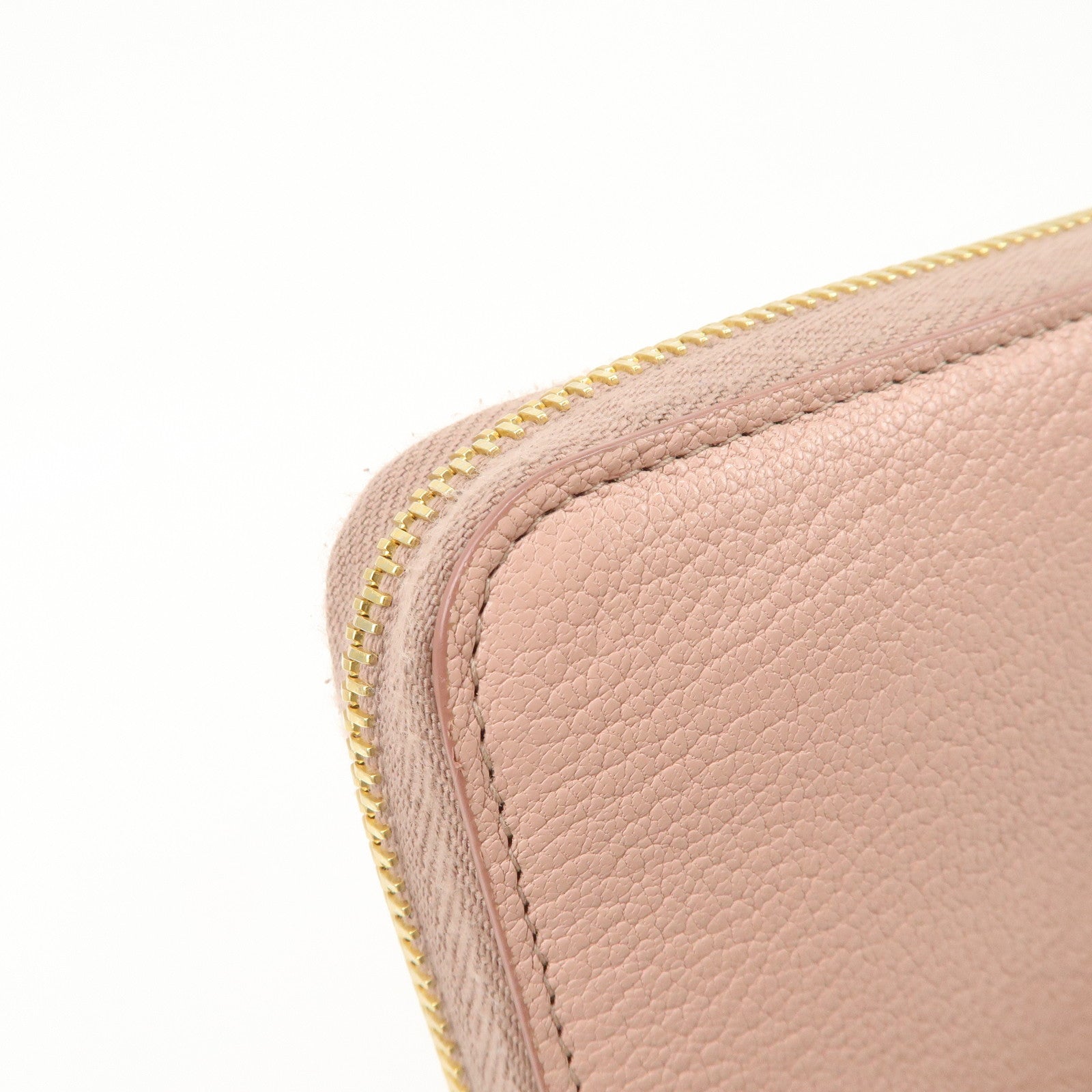MIU MIU Leather Zip Around Wallet Zippy Wallet Long Wallet Pink 5ML506 Used