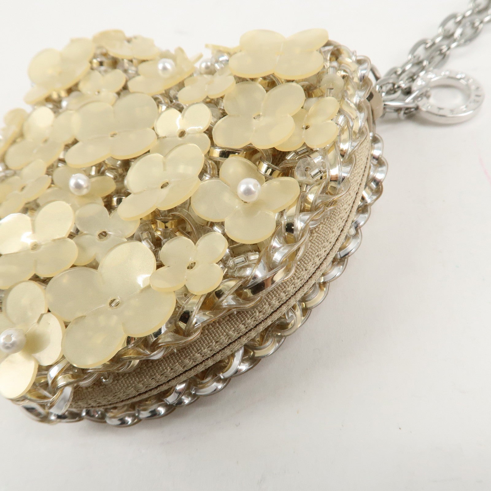 ANTEPRIMA Heart Flower Plastic Bijou Pouch Accessory Case Beige Used