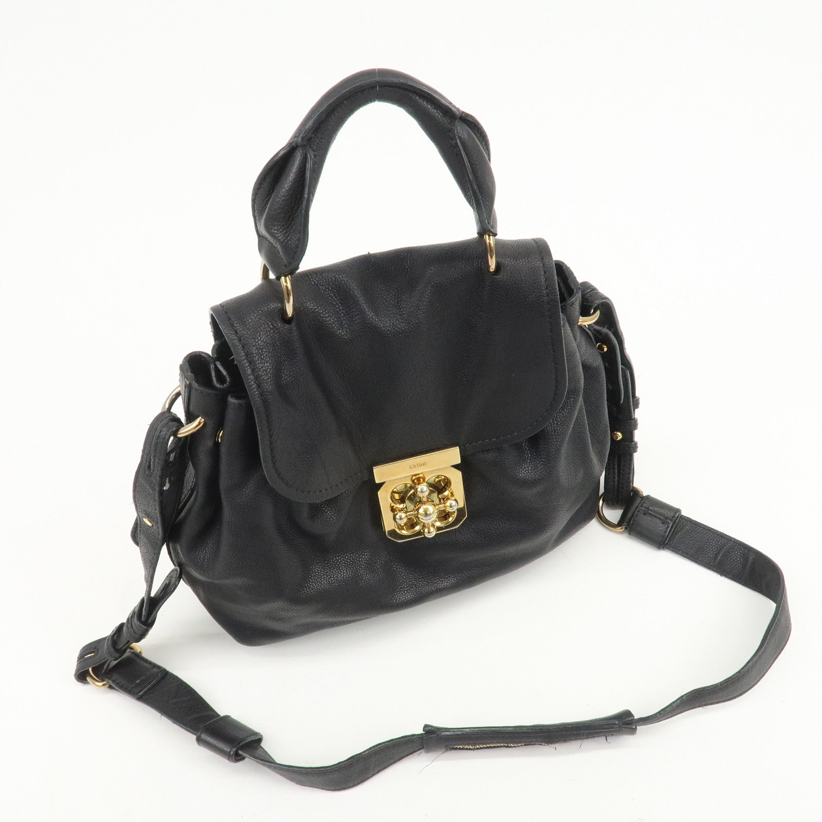 Chloe Elsie Leather 2Way Bag Shoulder Bag Hand Bag Black