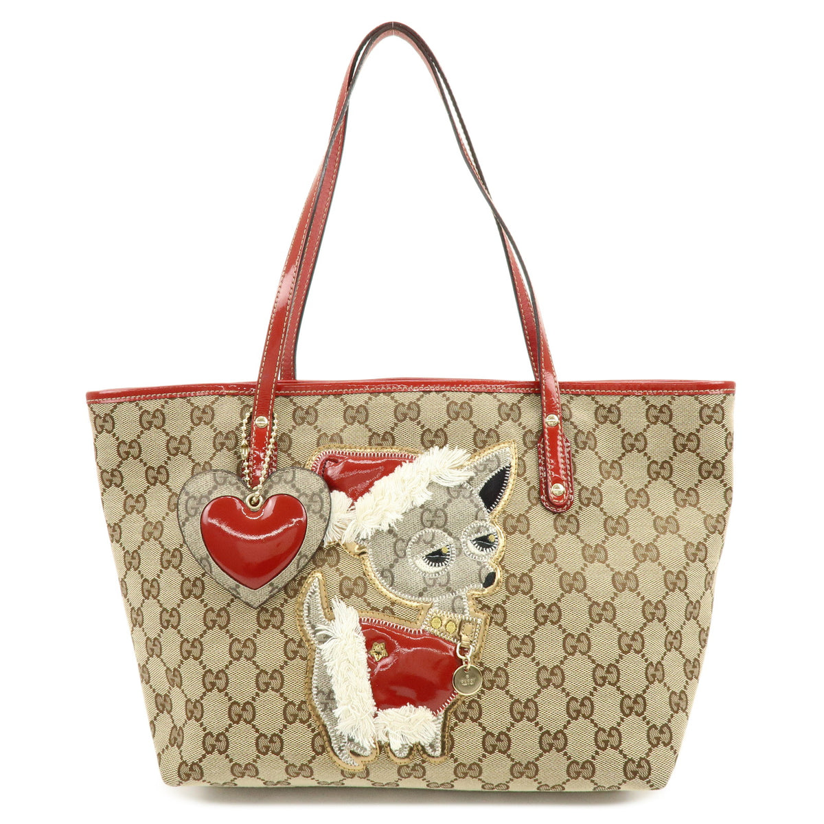 GUCCI Gucciori GG Canvas Leather PVC Shoulder Bag Beige Red 212376