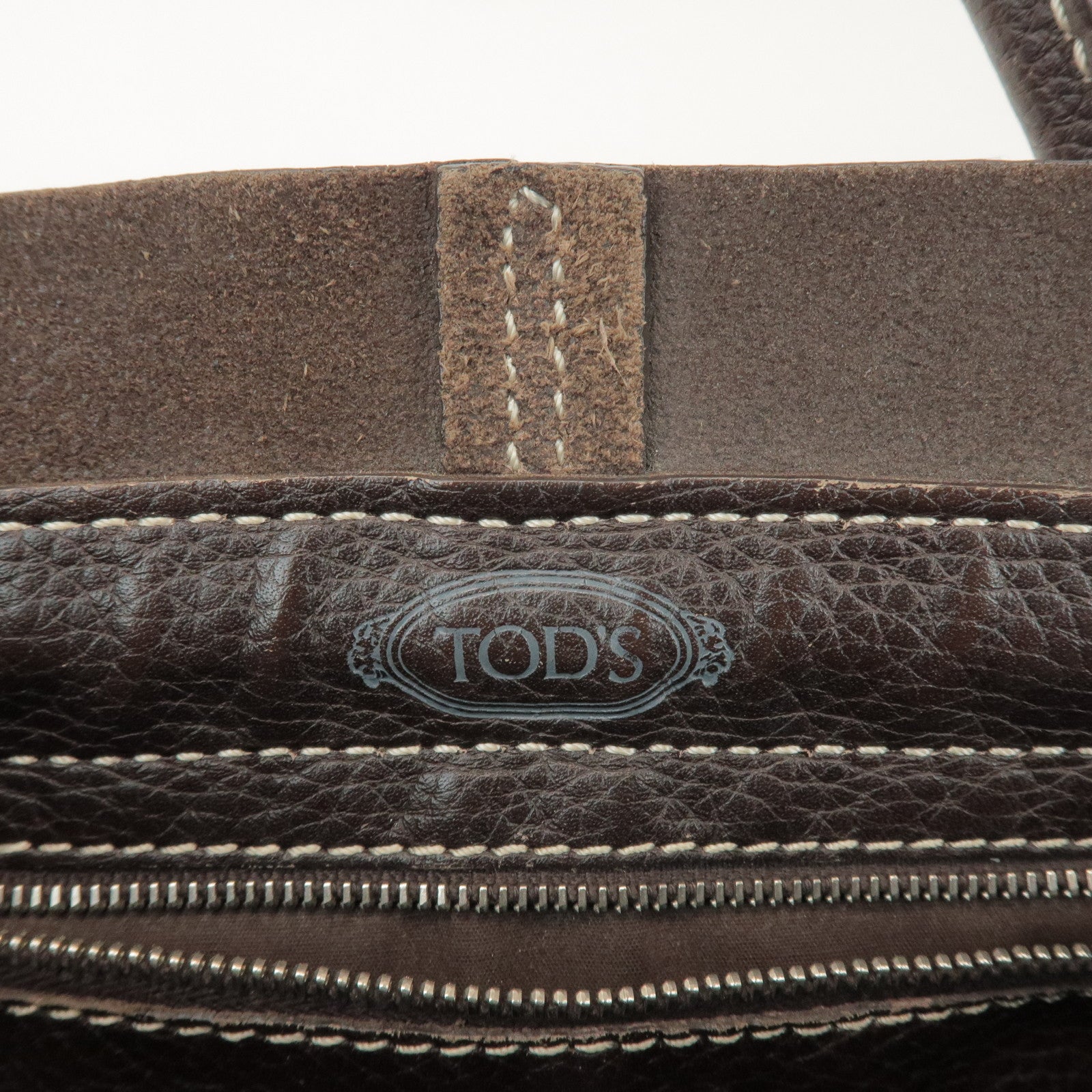TOD'S Leather Shoulder Bag Hand Bag Dark Brown