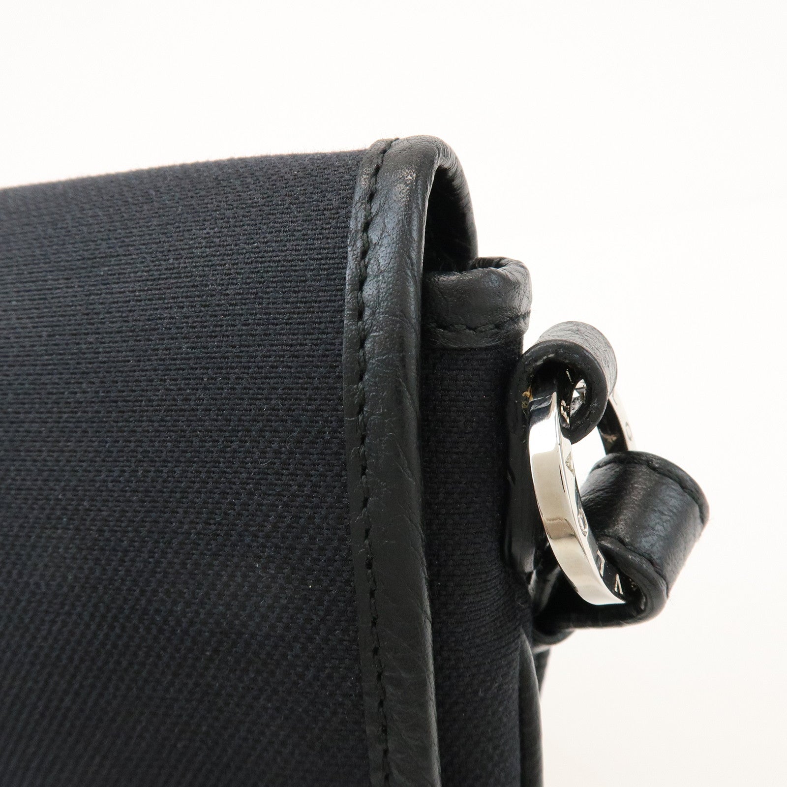 BVLGARI Canvas Leather Shoulder Bag Crossbody Bag Black