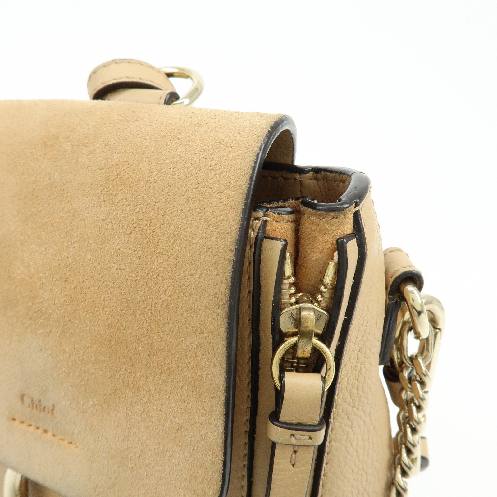 Chloe Faye Suede Leather 2Way Bag Backpack Hand Bag Beige