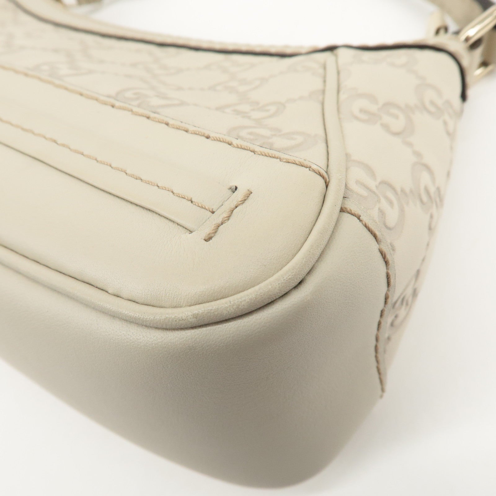 GUCCI Guccissima Mayfair Leather Shoulder Hand Bag Ivory 269893 Used