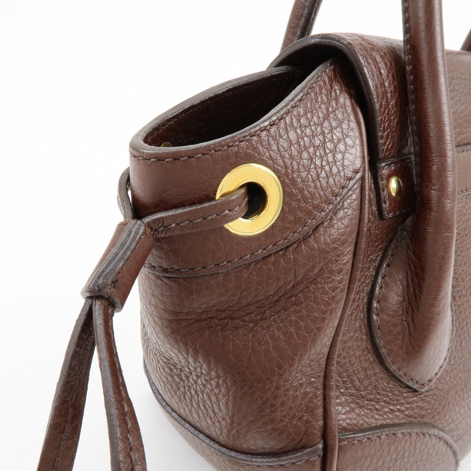PRADA Vitello Daino Leather Hand Bag Shoulder Bag Brown BR3207