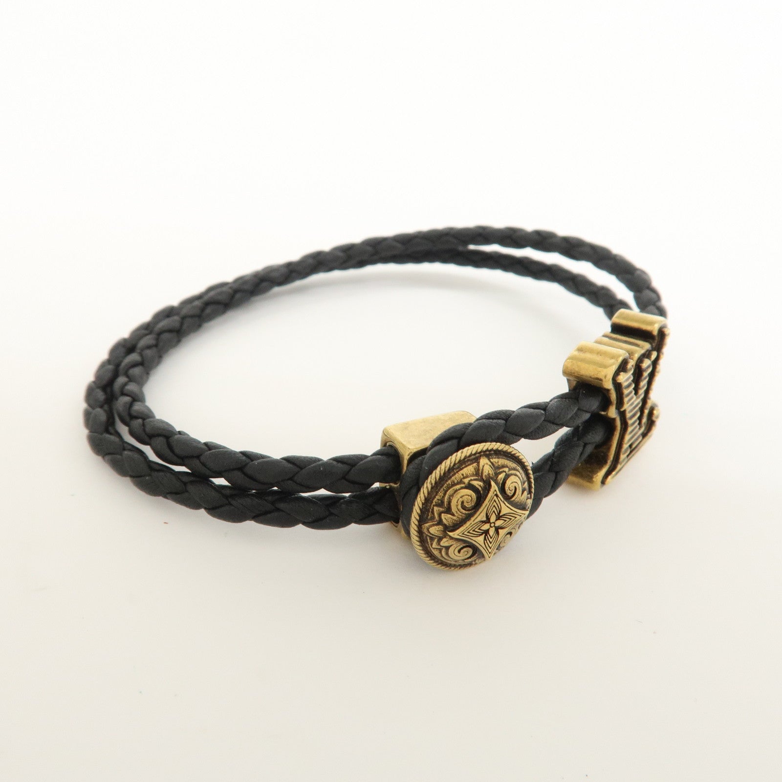 Louis Vuitton Leather Metal Rodeo Bracelet Black M8735