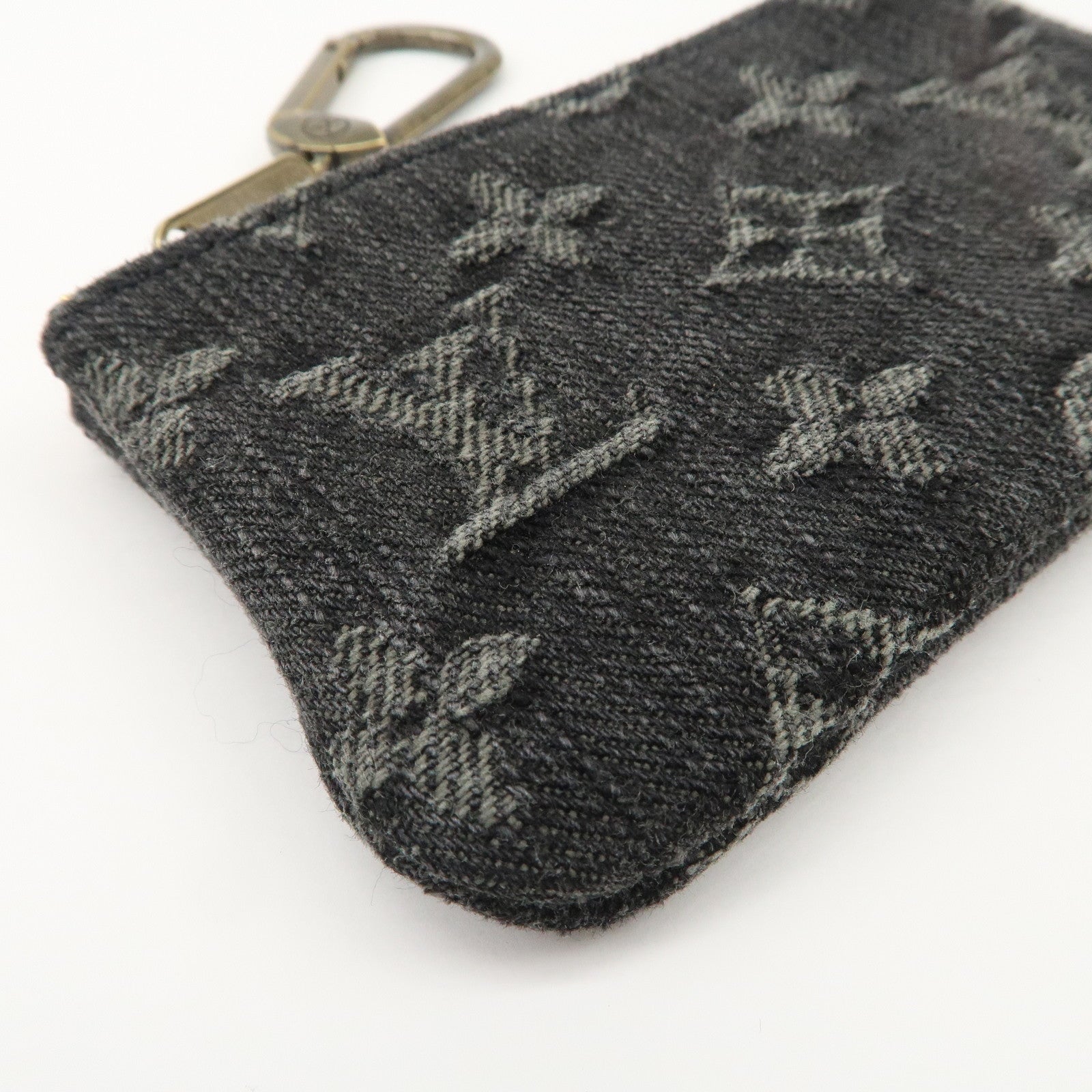 Louis Vuitton Monogram Denim Pochette Cles Coin Case Black M95616