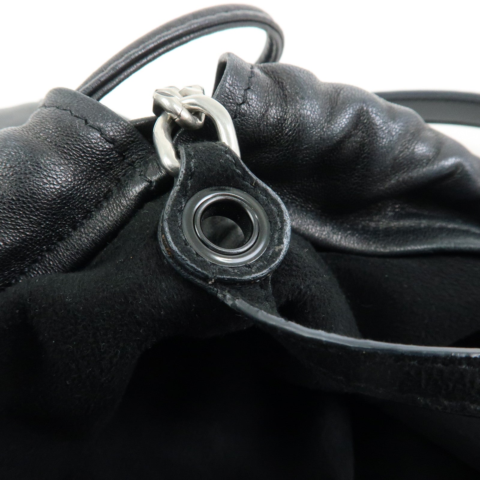 SAINT LAURENT PARIS Teddy Leather Chain Shoulder Bag Black 538447