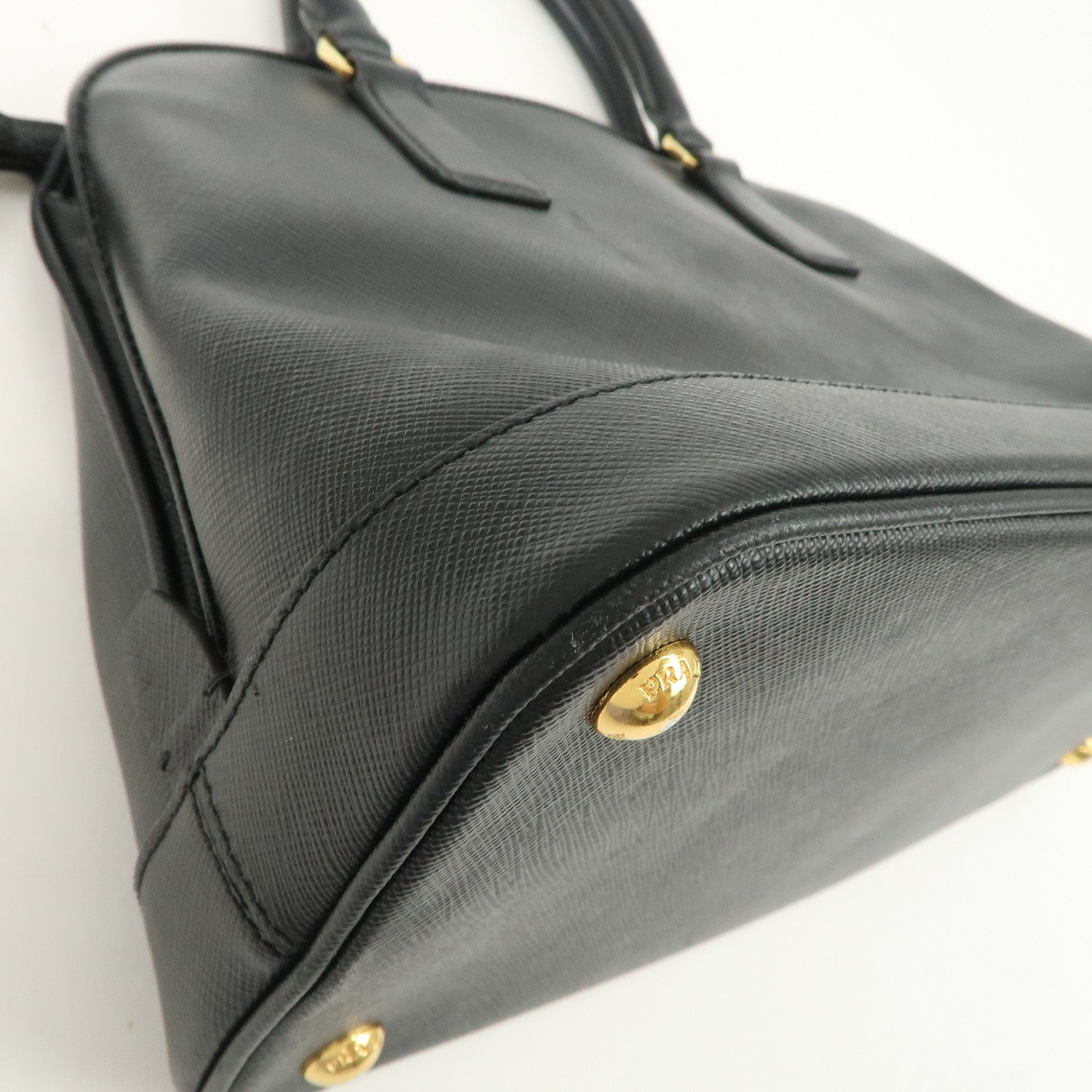 PRADA Saffiano Leather Triangle Logo 2WAY Bag Hand Bag Black BN2567