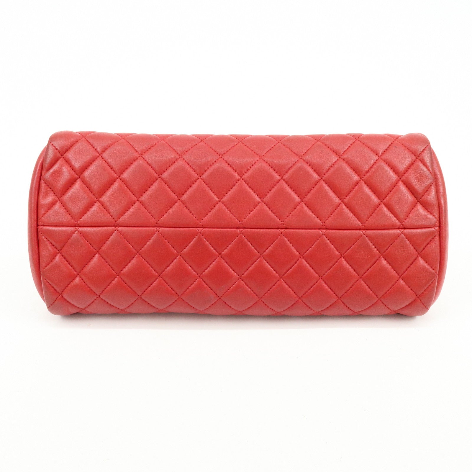 CHANEL Mademoiselle COCO Mark Lamb SKin Chain Shoulder Bag Red