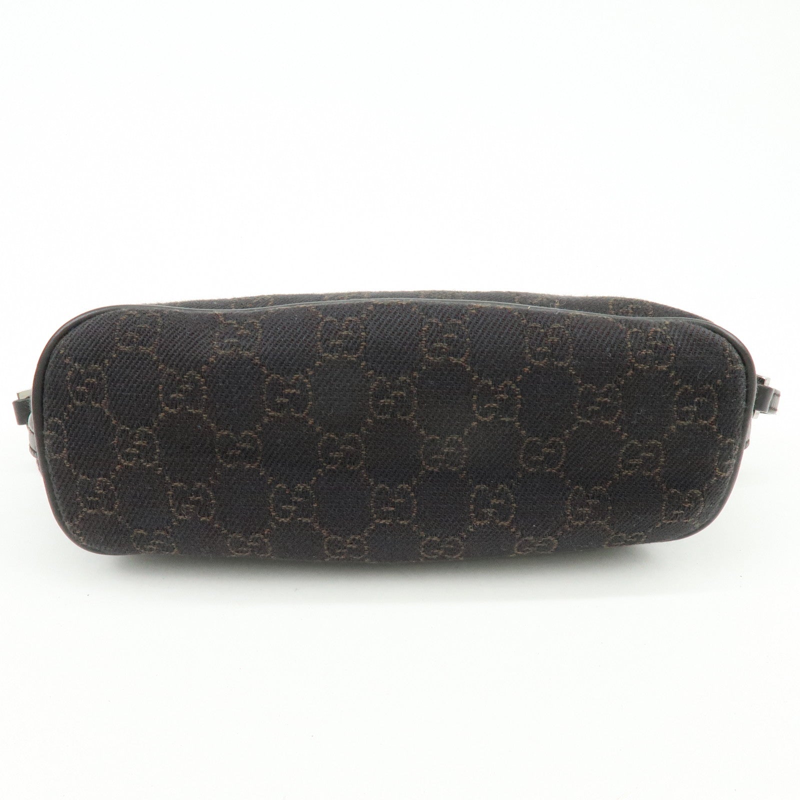GUCCI Boat Bag GG Canvas Accessory Pouch Hand Bag Brown 07198