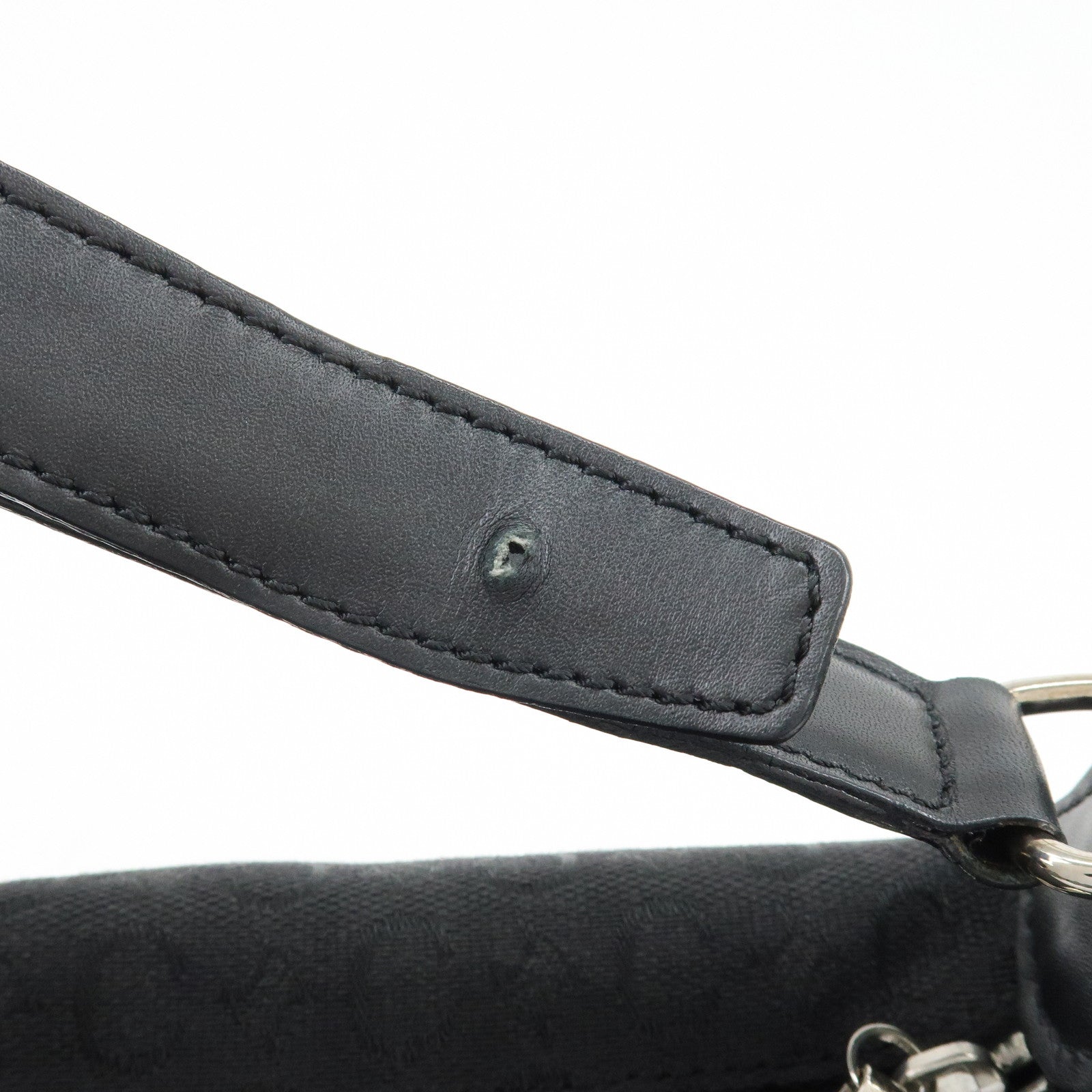 CELINE C Macadam Canvas Leather Hand Bag Shoulder Bag Black