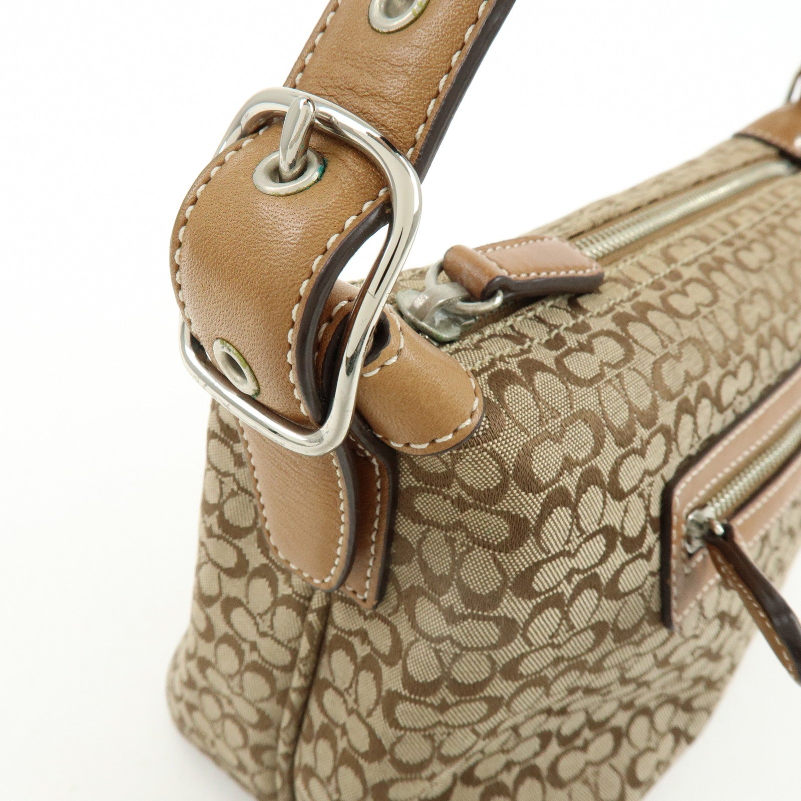 COACH Signature Canvas Leather Hand Bag Shoulder Bag Brown