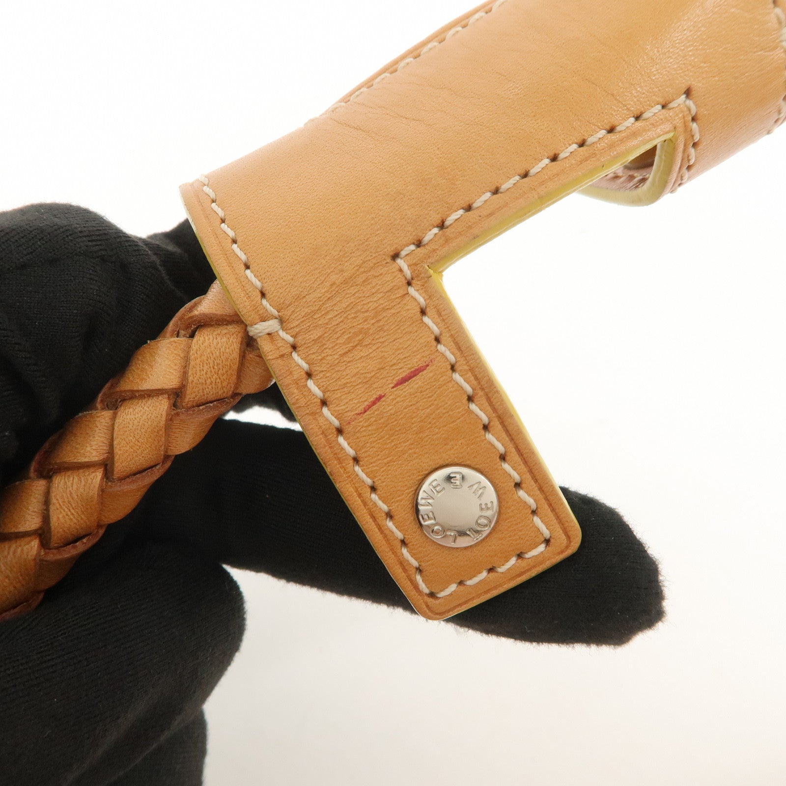 LOEWE Anagram Canvas Leather Hand Bag Boston Bag Pink Brown