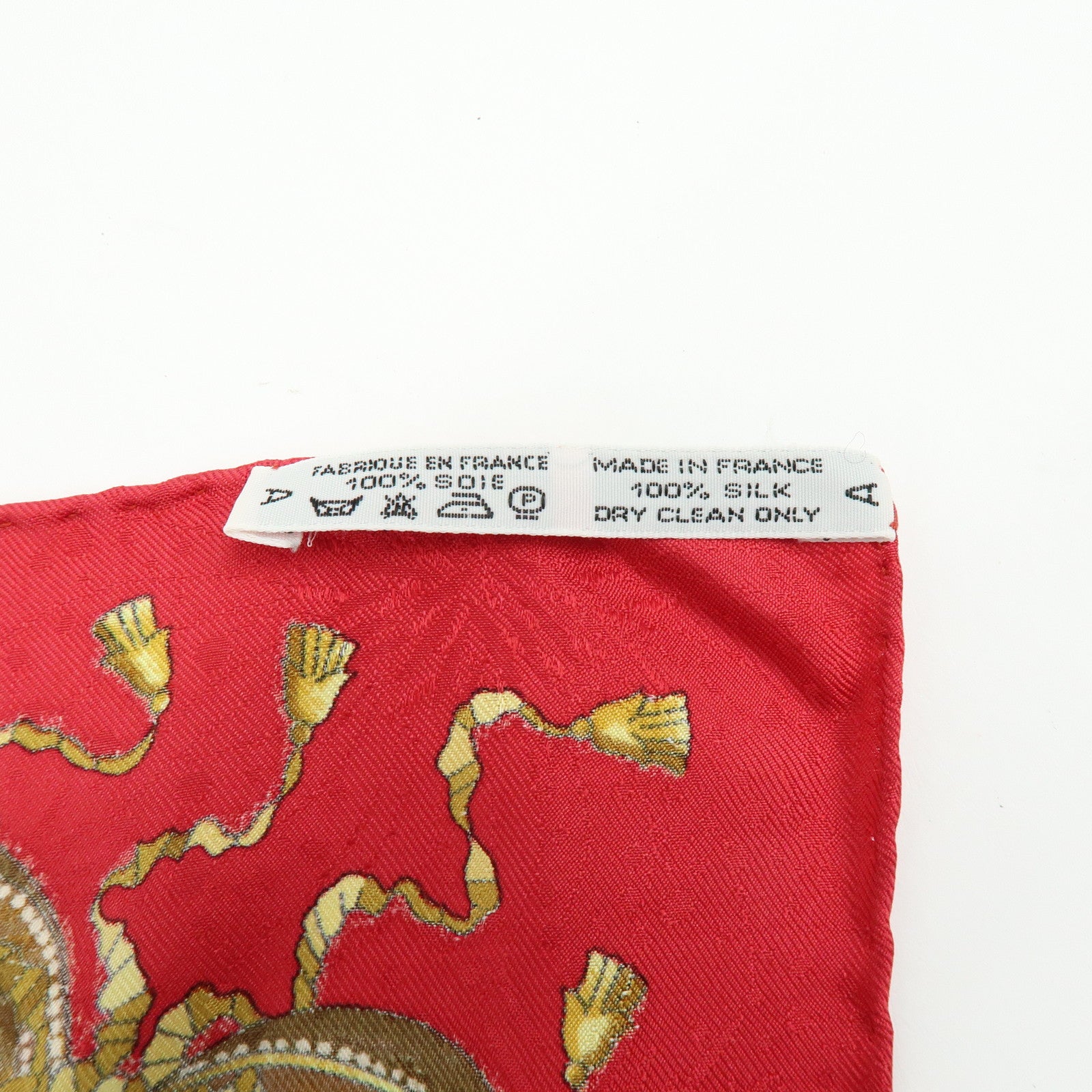 HERMES Carre 90 Silk 100% Scarf LES FERES DU ROI SOLEIL Red Gold