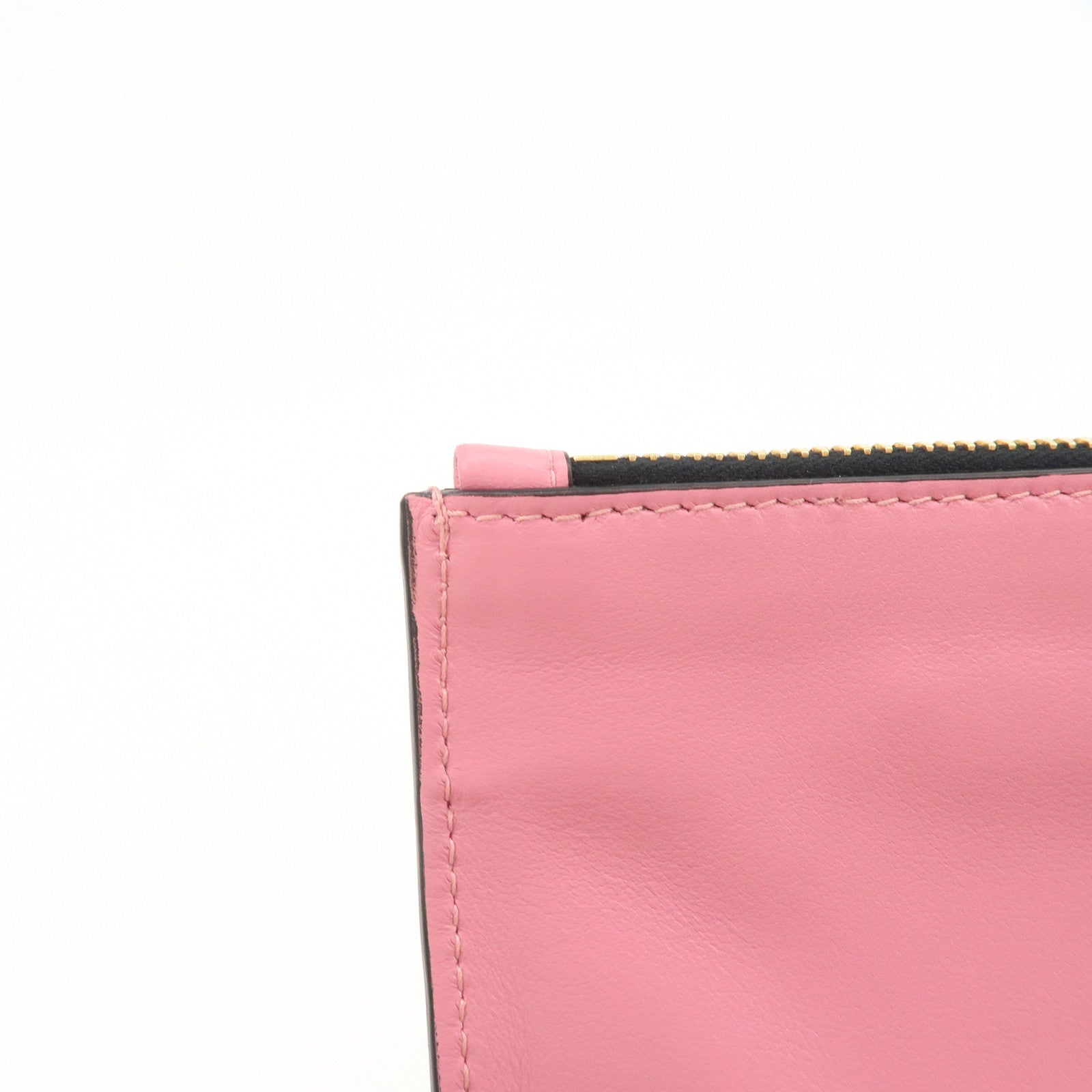 MIUMIU Logo Leather Clutch Bag Pouch Pink 5N1890