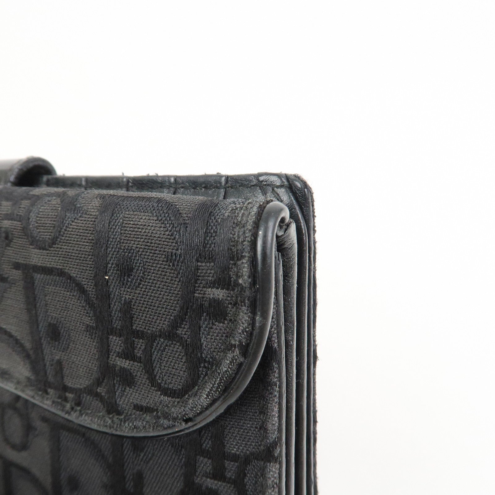 Christian Dior Trotter Canvas Patent Leather Saddle Wallet Black