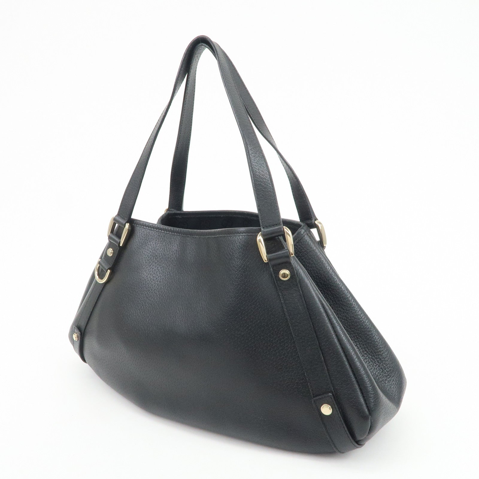 GUCCI Abbey Leather Tote Bag Hand Bag Black 130736