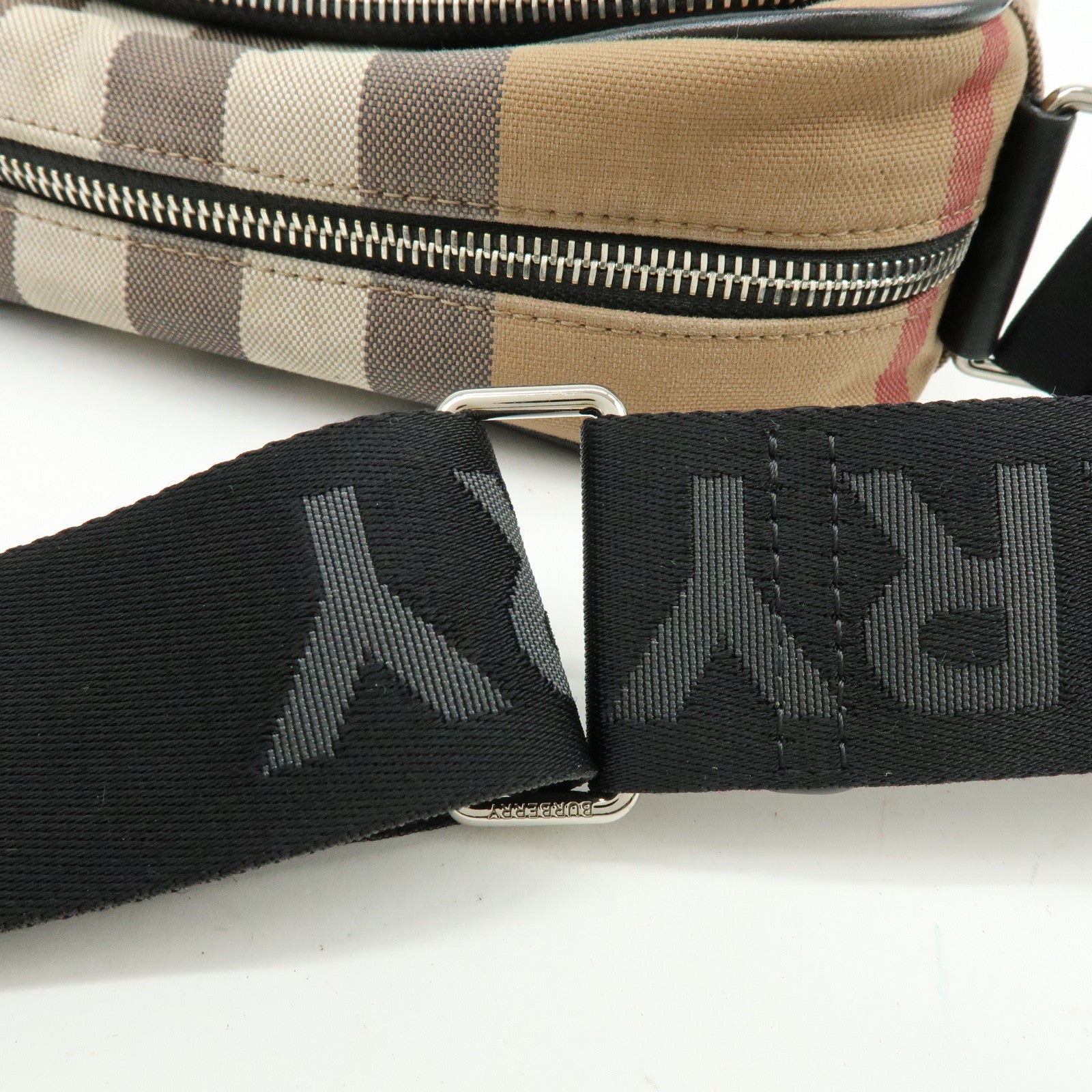 BURBERRY Nova Plaid Canvas Leather Shoulder Crossbody Bag Beige