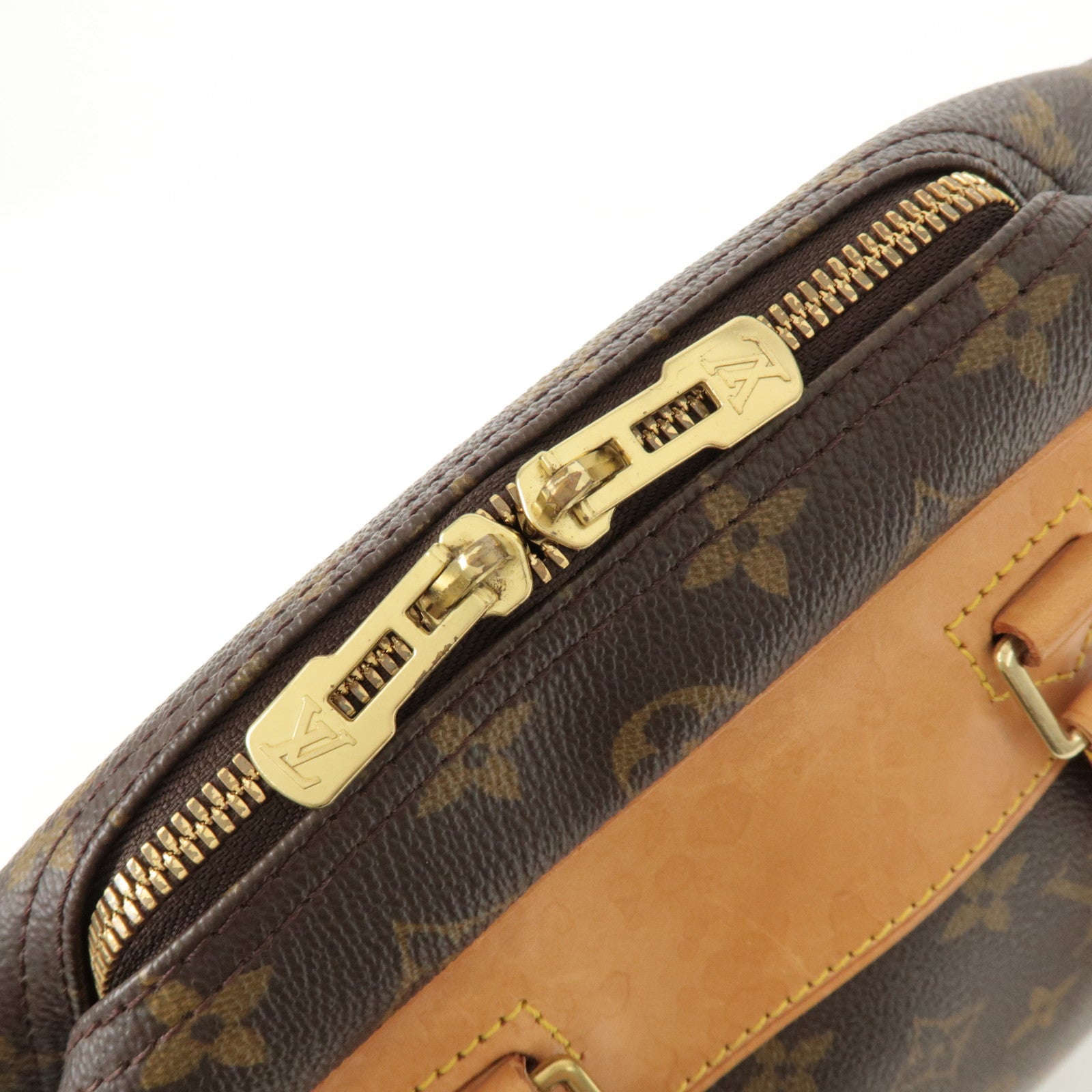Louis Vuitton Monogram Deauville Hand Bag Brown M47270 Used