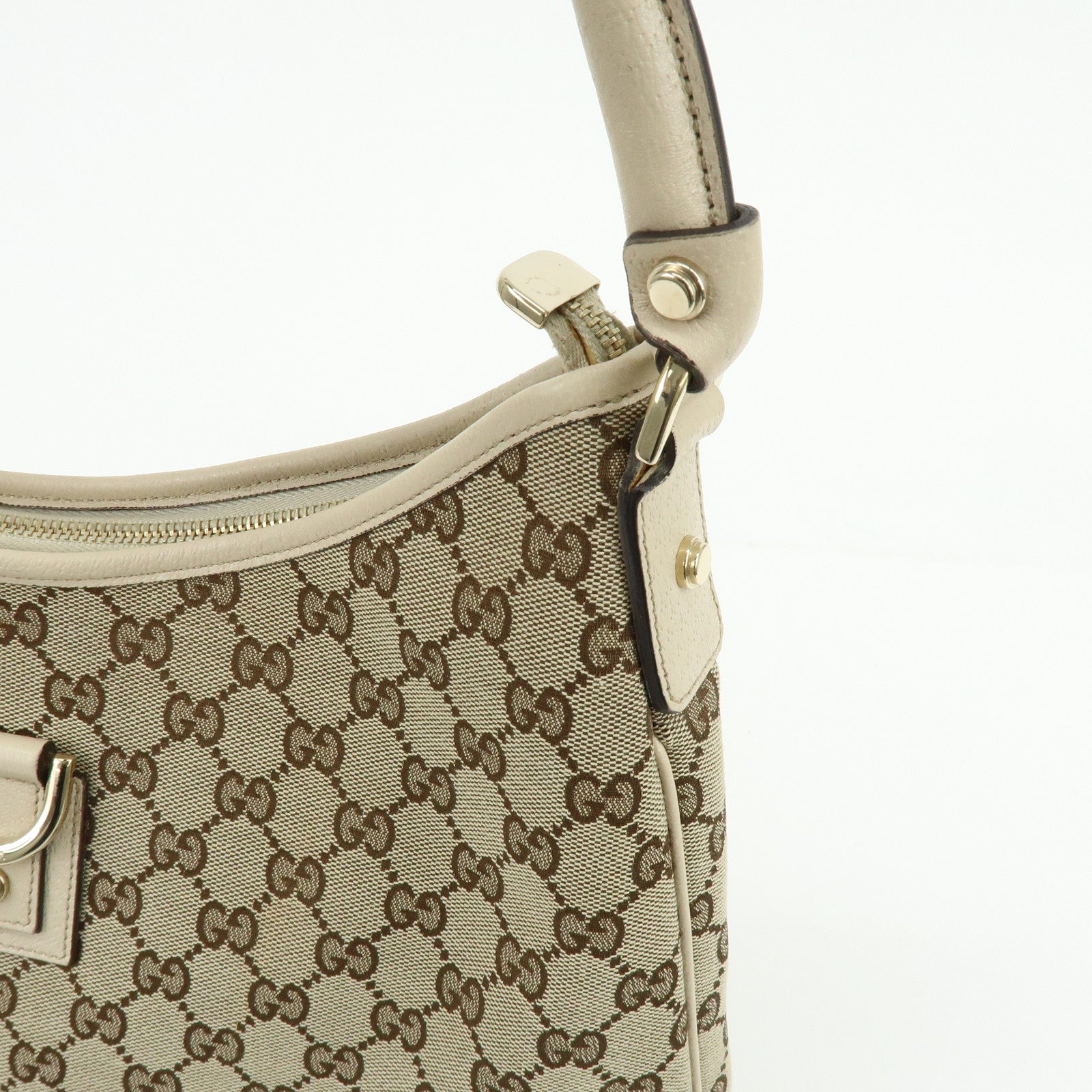 GUCCI Abbey GG Canvas Leather Shoulder Bag Hand Bag Beige 130737