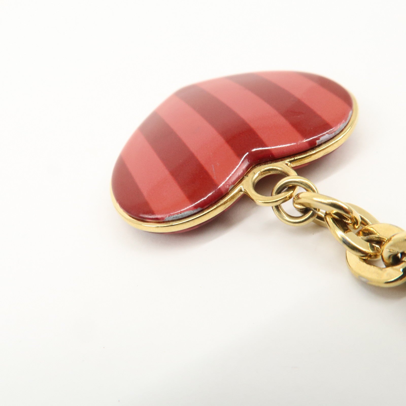 Louis Vuitton Porte Cles Coeur Rayures Bag Charm Red M66476 Used
