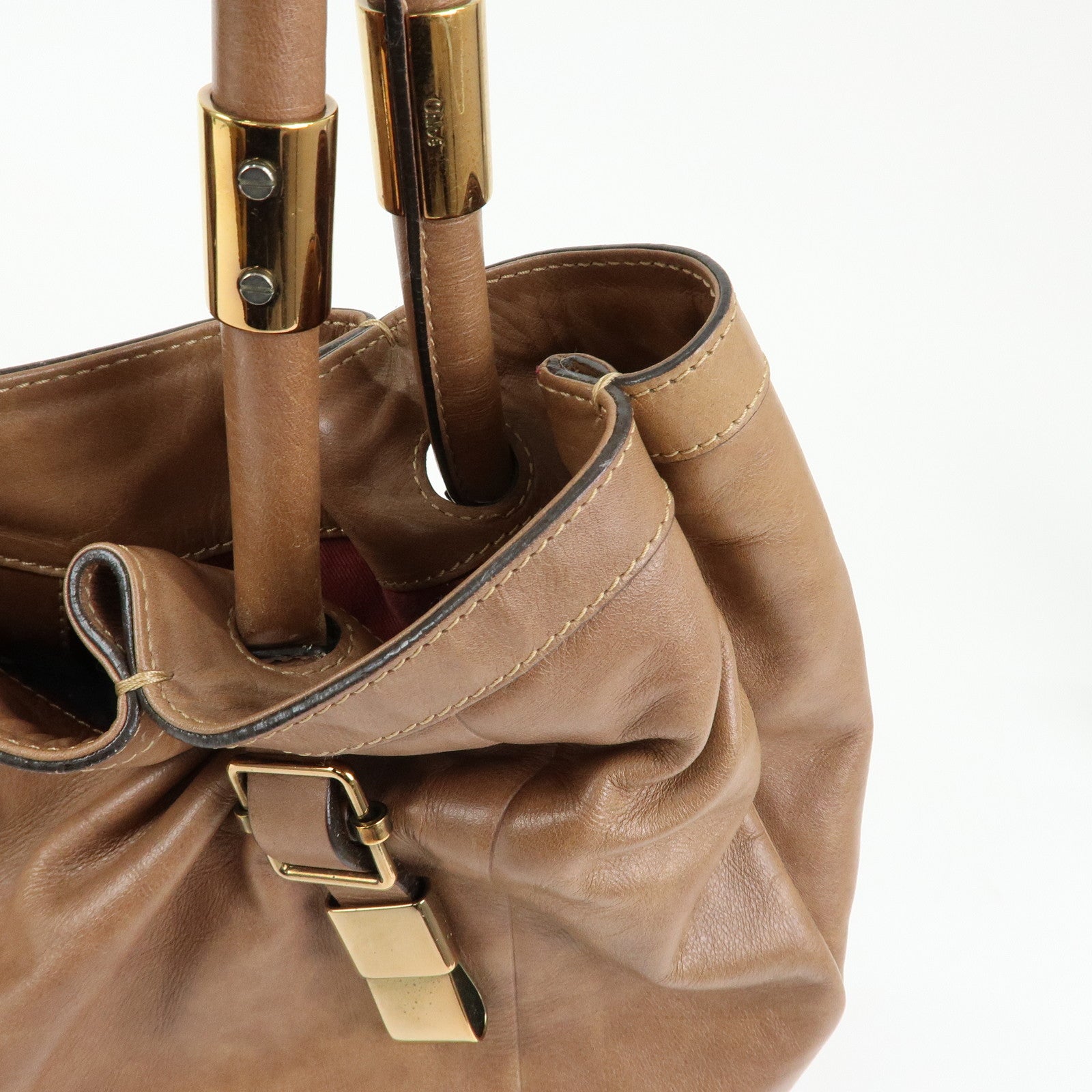 Chloe Victoria Leather Tote Bag Hand Bag Shoulder Bag Brown