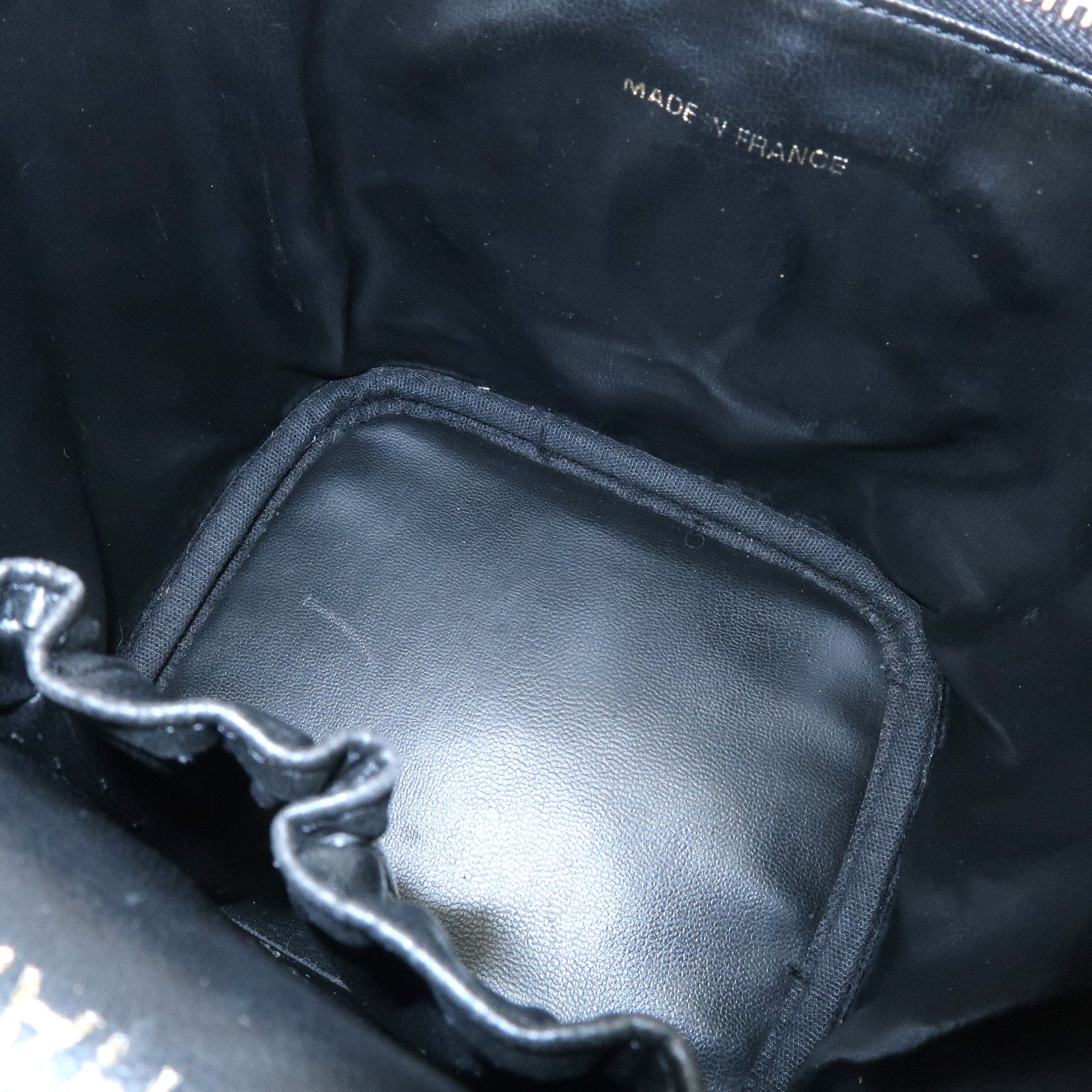 CHANEL Caviar Skin Vanity Bag Hand Bag Cosmetic Pouch Black A01998 Used