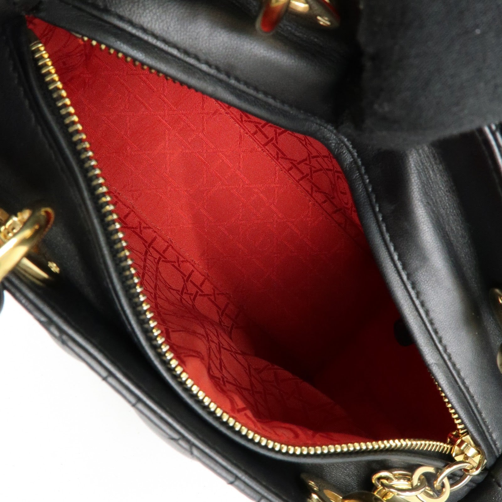 Christian Dior Lady Dior Canage Leather 2Way Bag Hand Bag Black