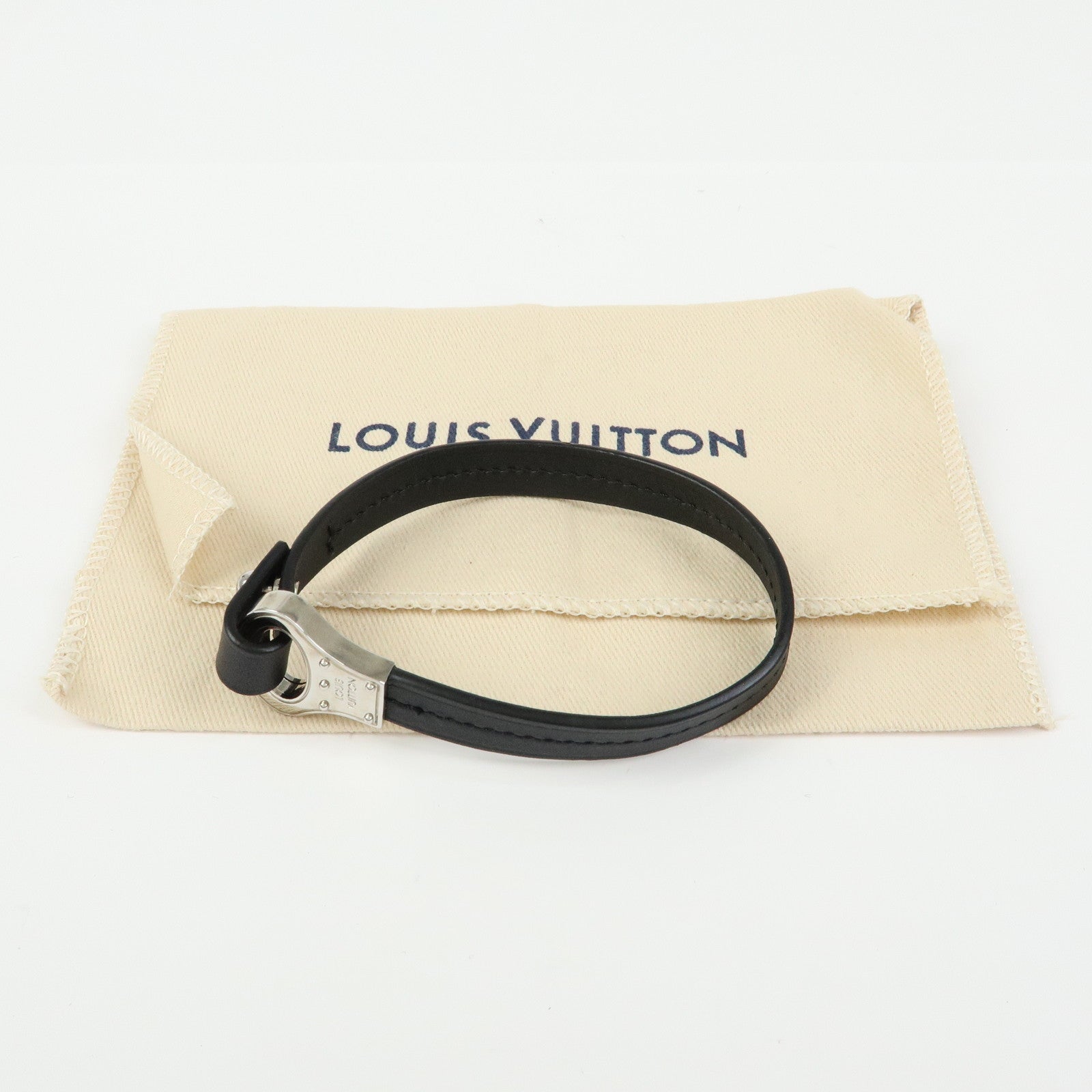 Louis Vuitton Bracelet Archive Leather Metal Bracelet Black M6290