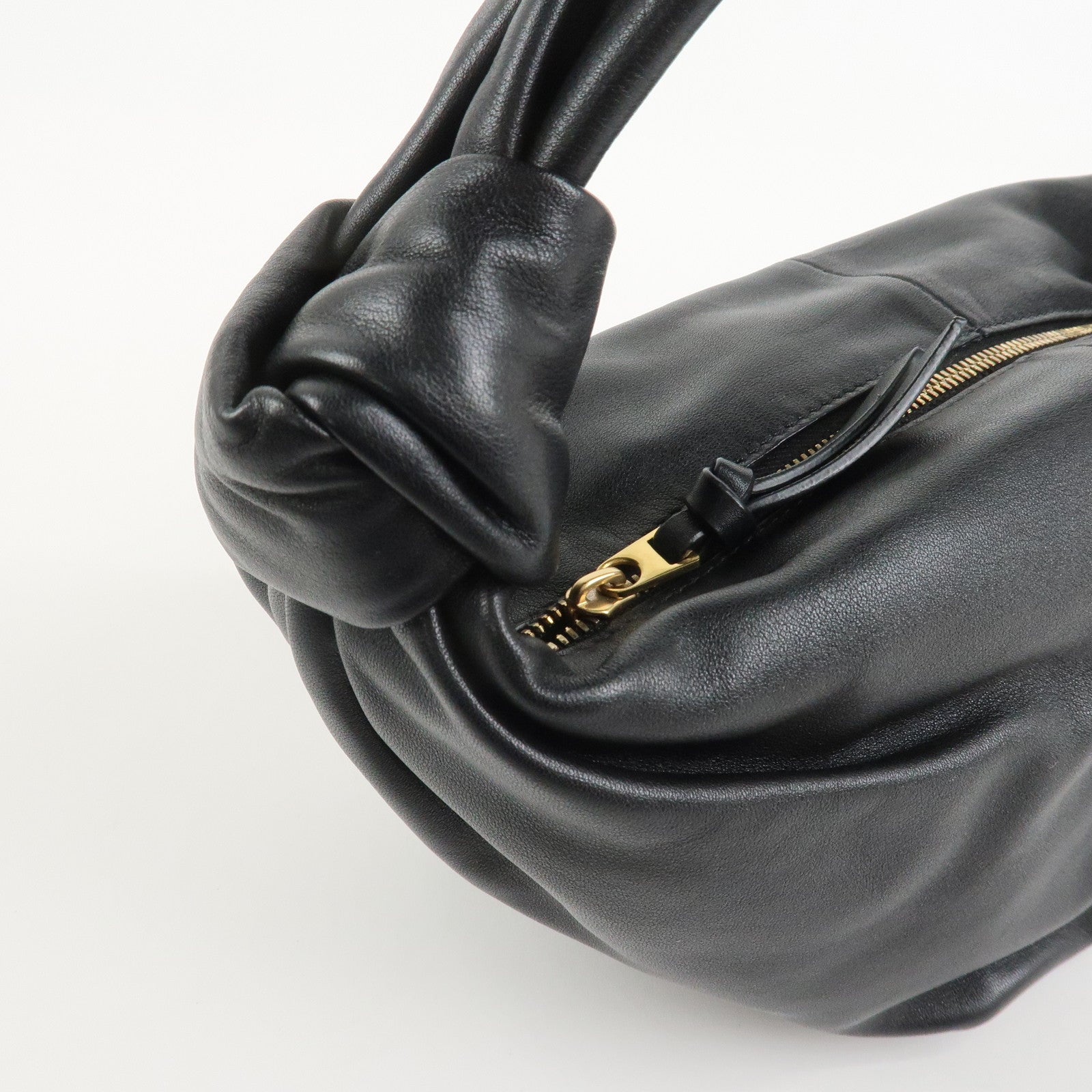 BOTTEGA VENETA Double Knots Leather Hand Bag Black