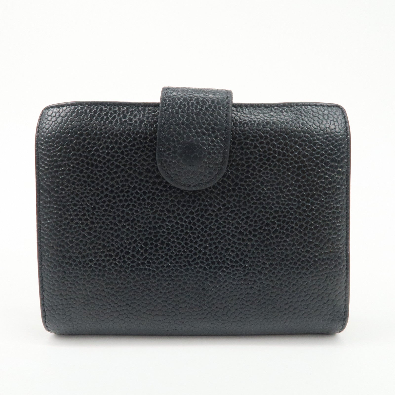 CHANEL COCO Mark Caviarskin Leather Bi-fold Wallet Black