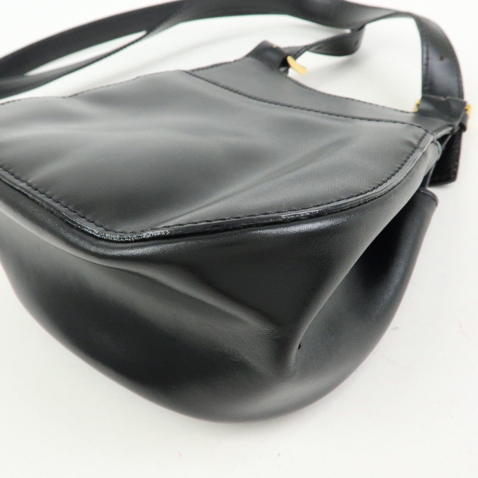 CELINE Leather Shoulder Bag Crossbody Bag Black