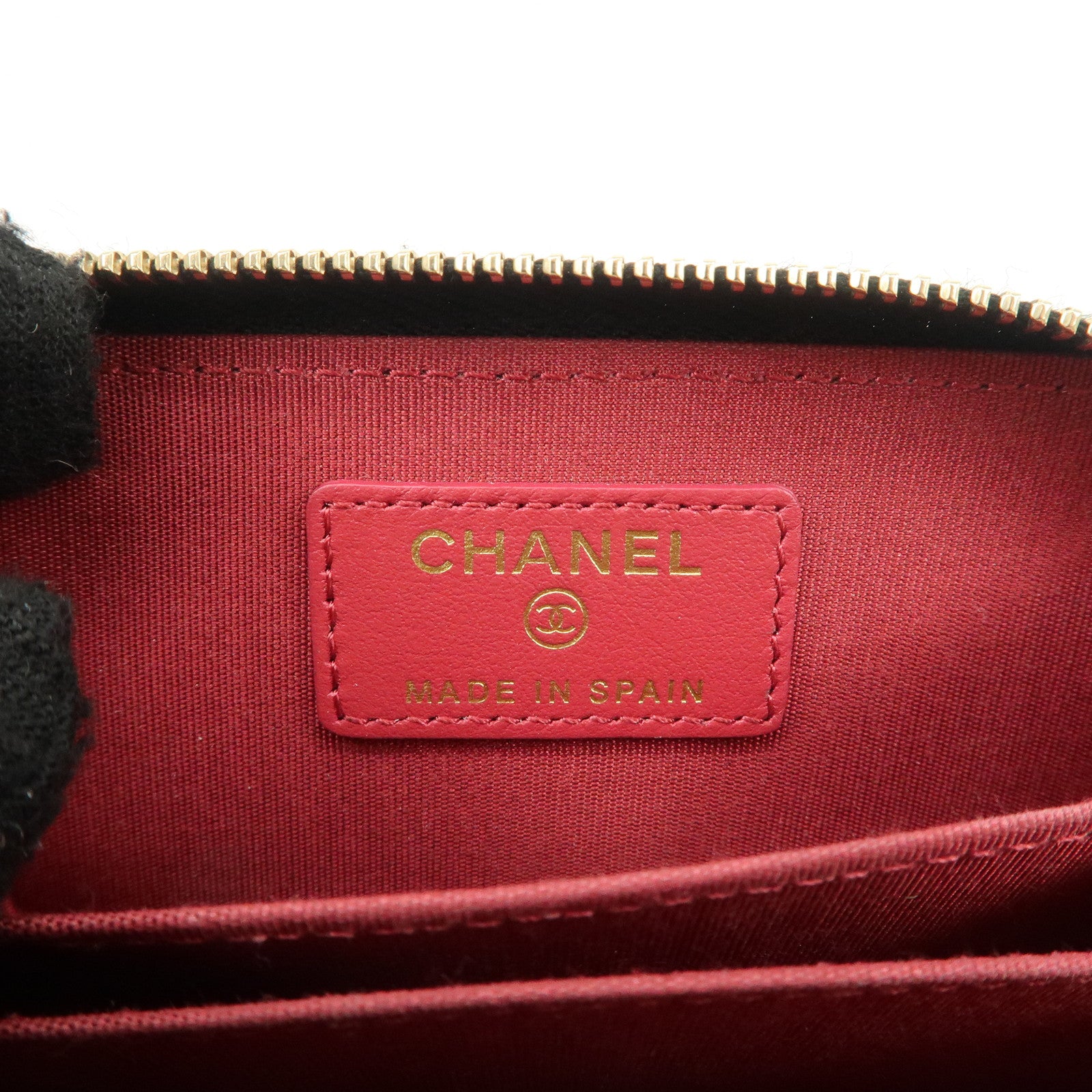 CHANEL COCO Mark Matelasse Lamb Skin Round Zippy Coin Purse AP0949 Used