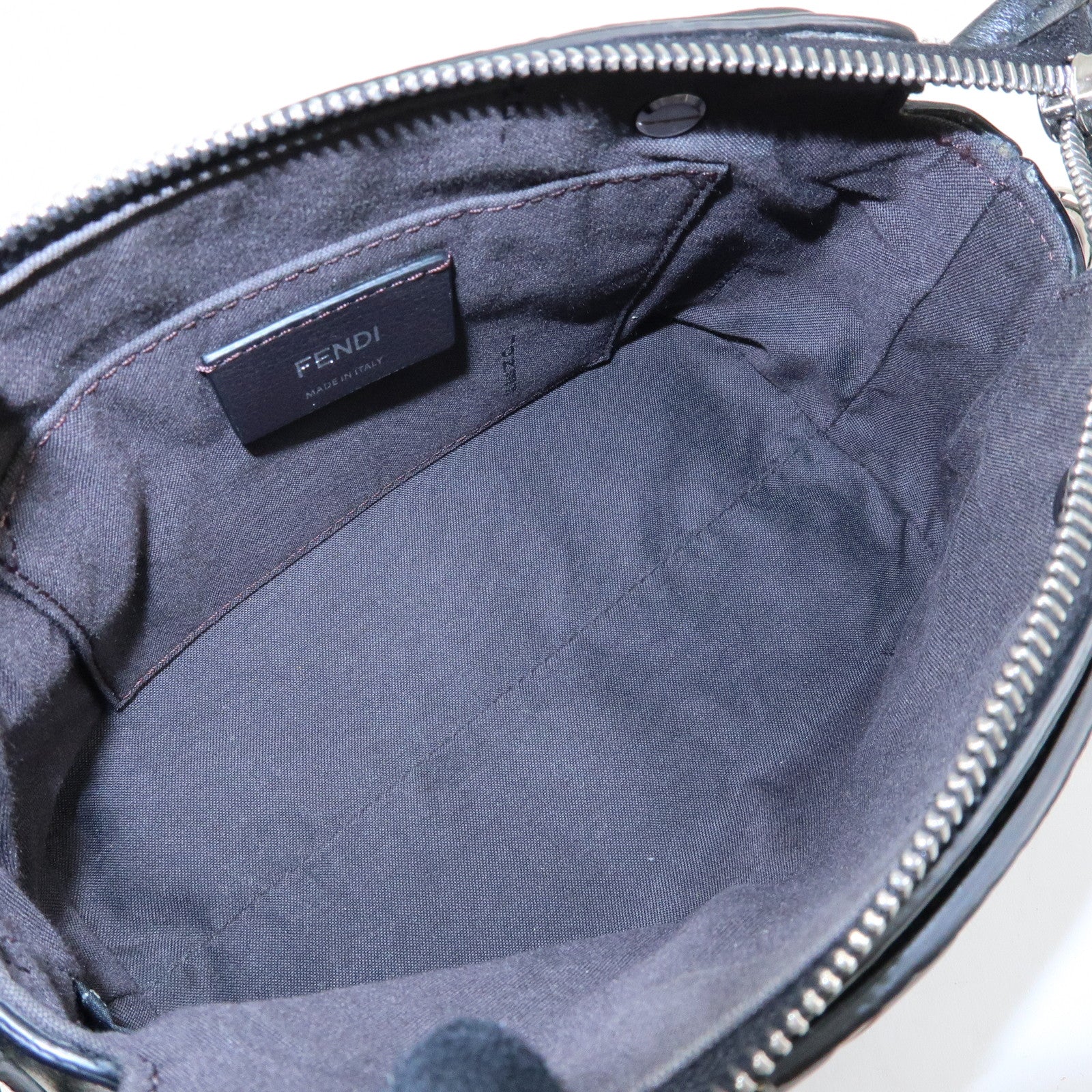 FENDI By The Way Zucca Leather 2Way Shoulder Bag Black Brown 8BL145