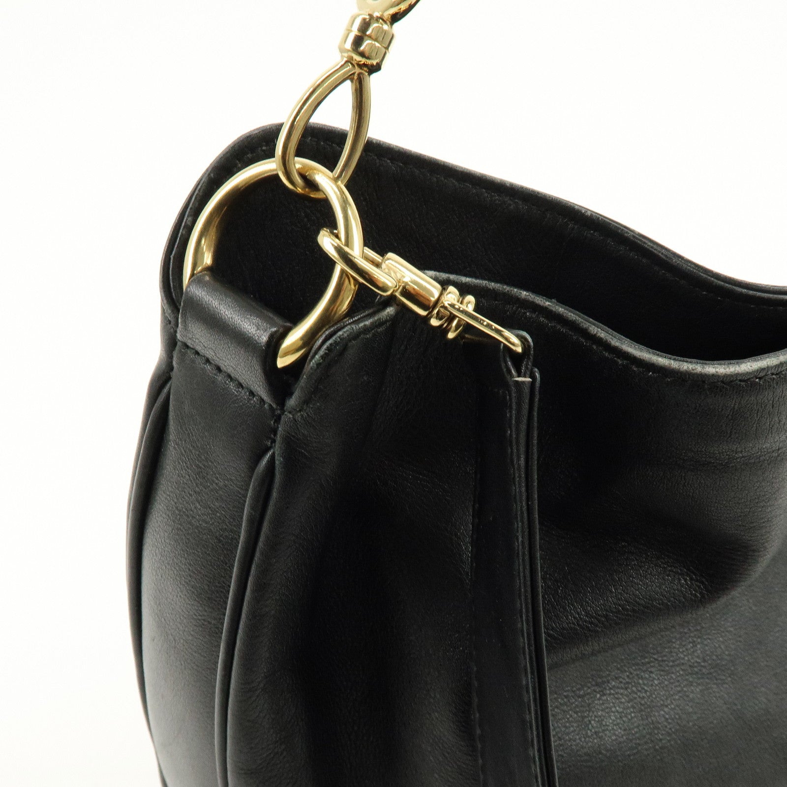 GUCCI Bamboo Leather 2Way Hand Shoulder Bag Black 001・2058・1577・0