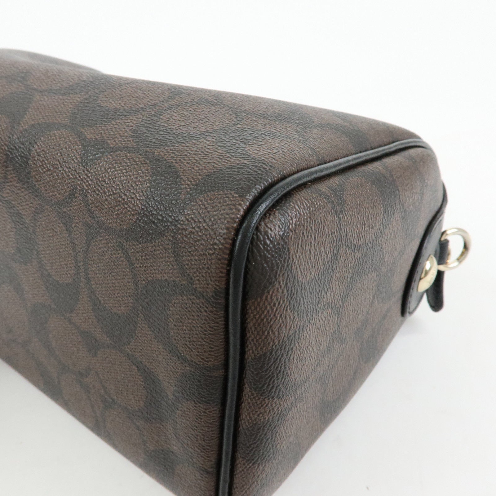 COACH Signature PVC Leather 2Way Shoulder Bag Hand Bag Dark Brown