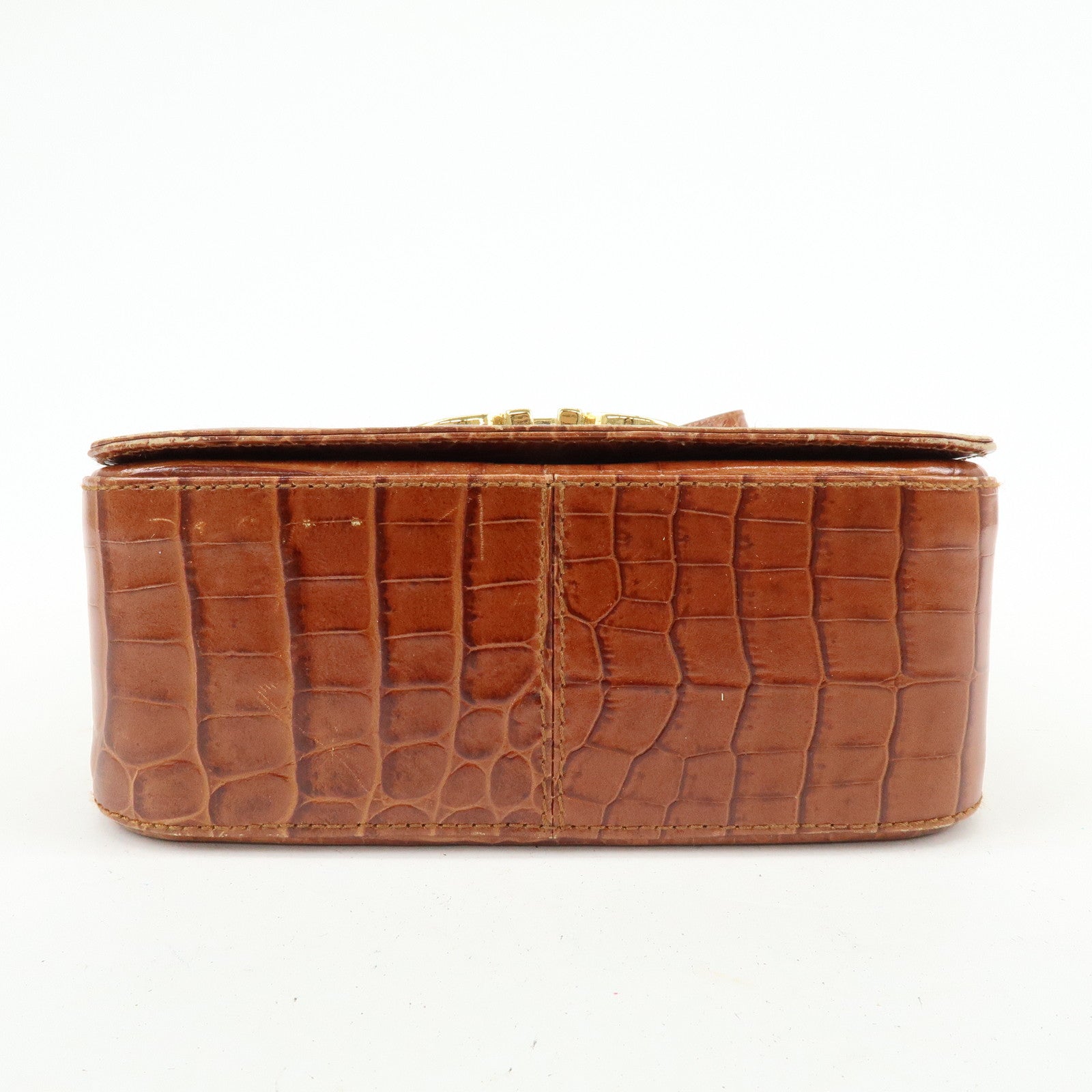 Ferragamo Gancini Embossed Leather Shoulder Crossbody Bag Brown