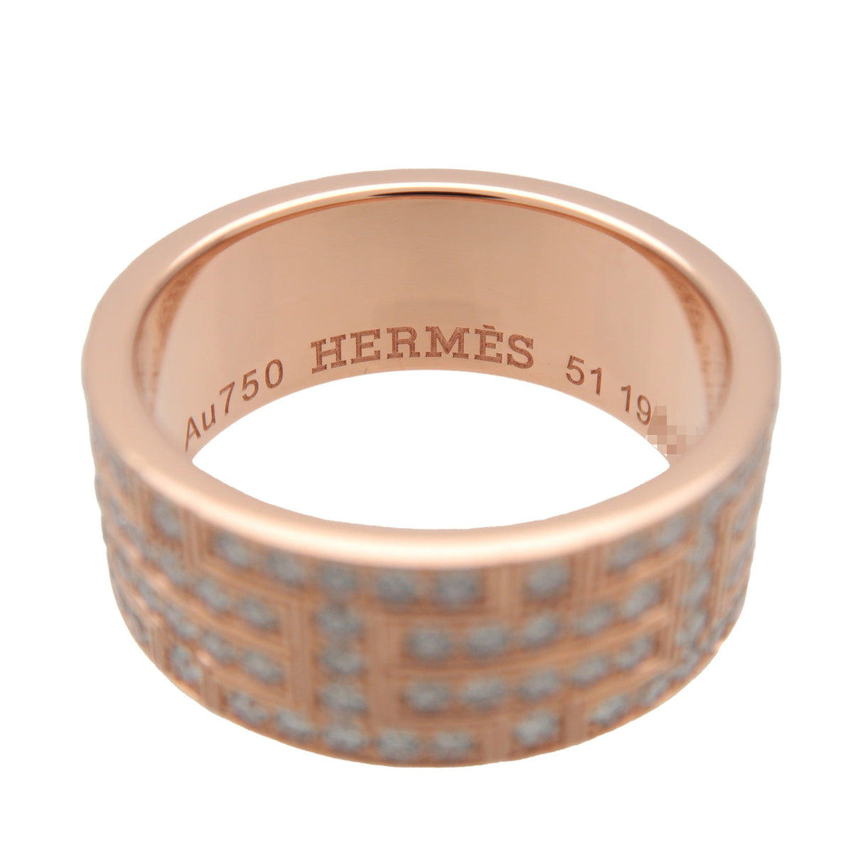 HERMES Kilim Ring K18 750PG Rose Gold 1.18ct Diamond #51 US5.5-6