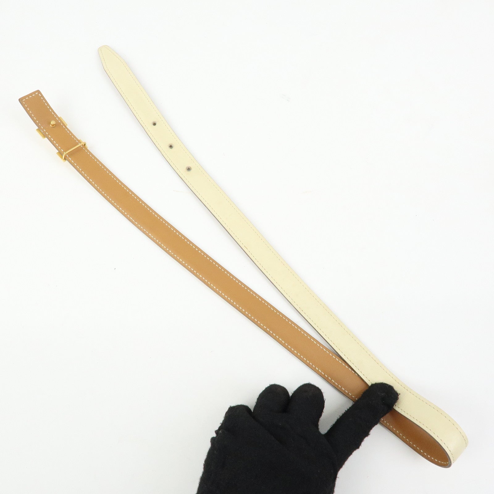 HERMES H Buckle Reversible Constance Belt Ivory Light Brown