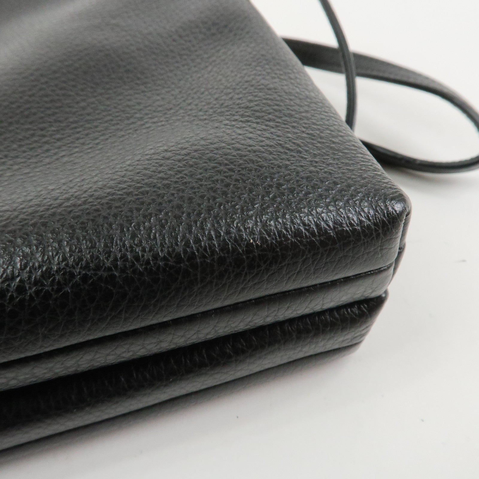 COACH Logo Leather Shoulder Bag Crossbody Bag Black