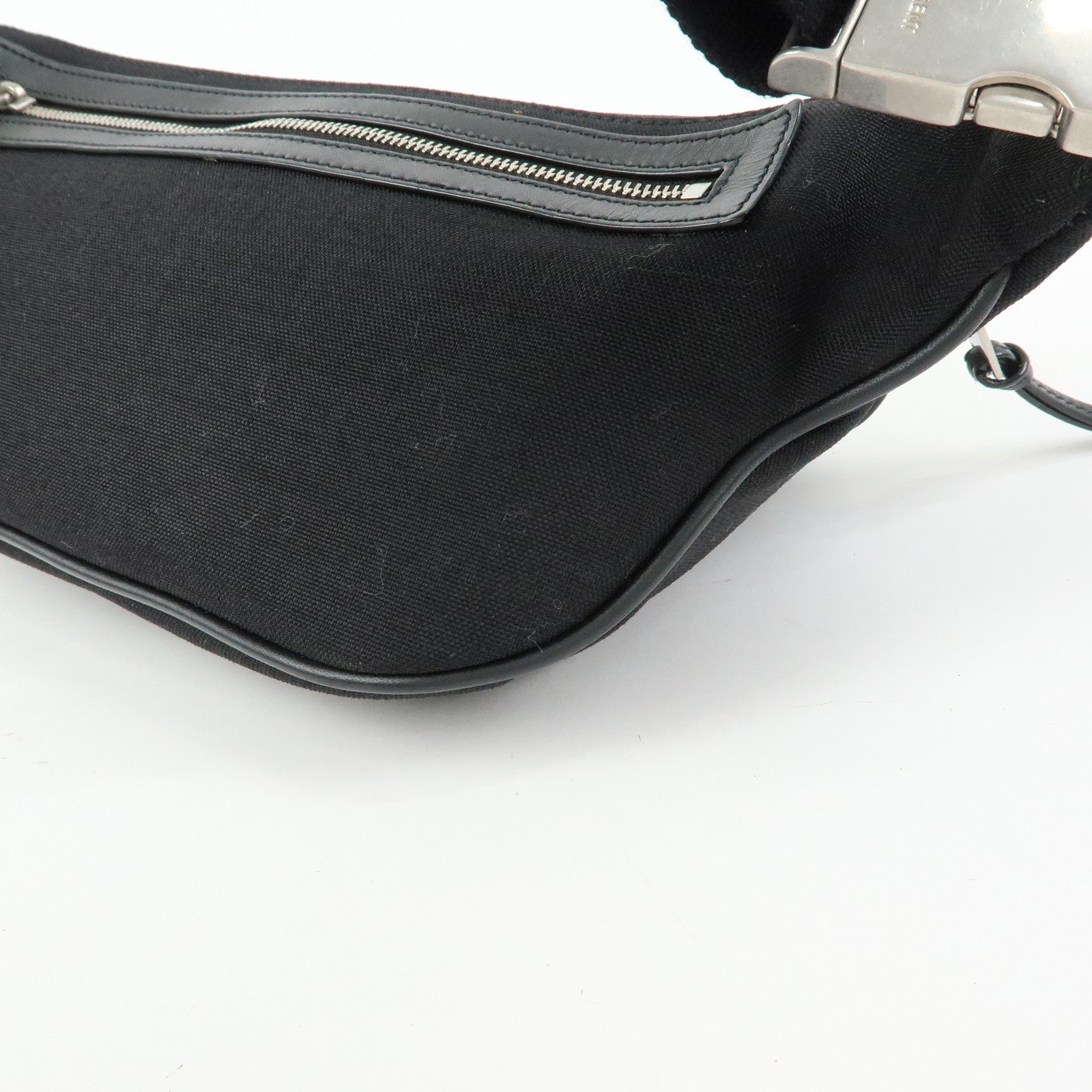 SAINT LAURENT PARIS Canvas Leather Waist Bag Body Bag Black 557831