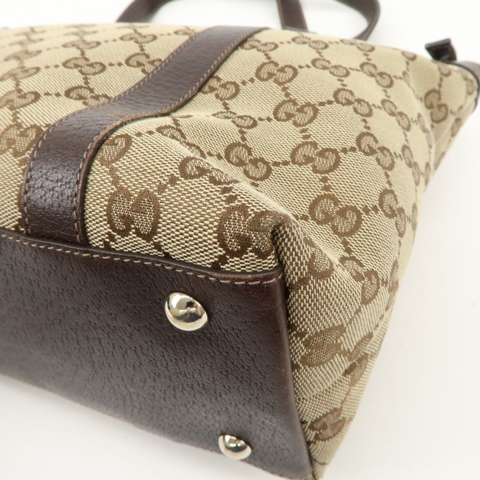 GUCCI Abbey GG Canvas Leather Shoulder Hand Bag Beige Brown 141470 Used