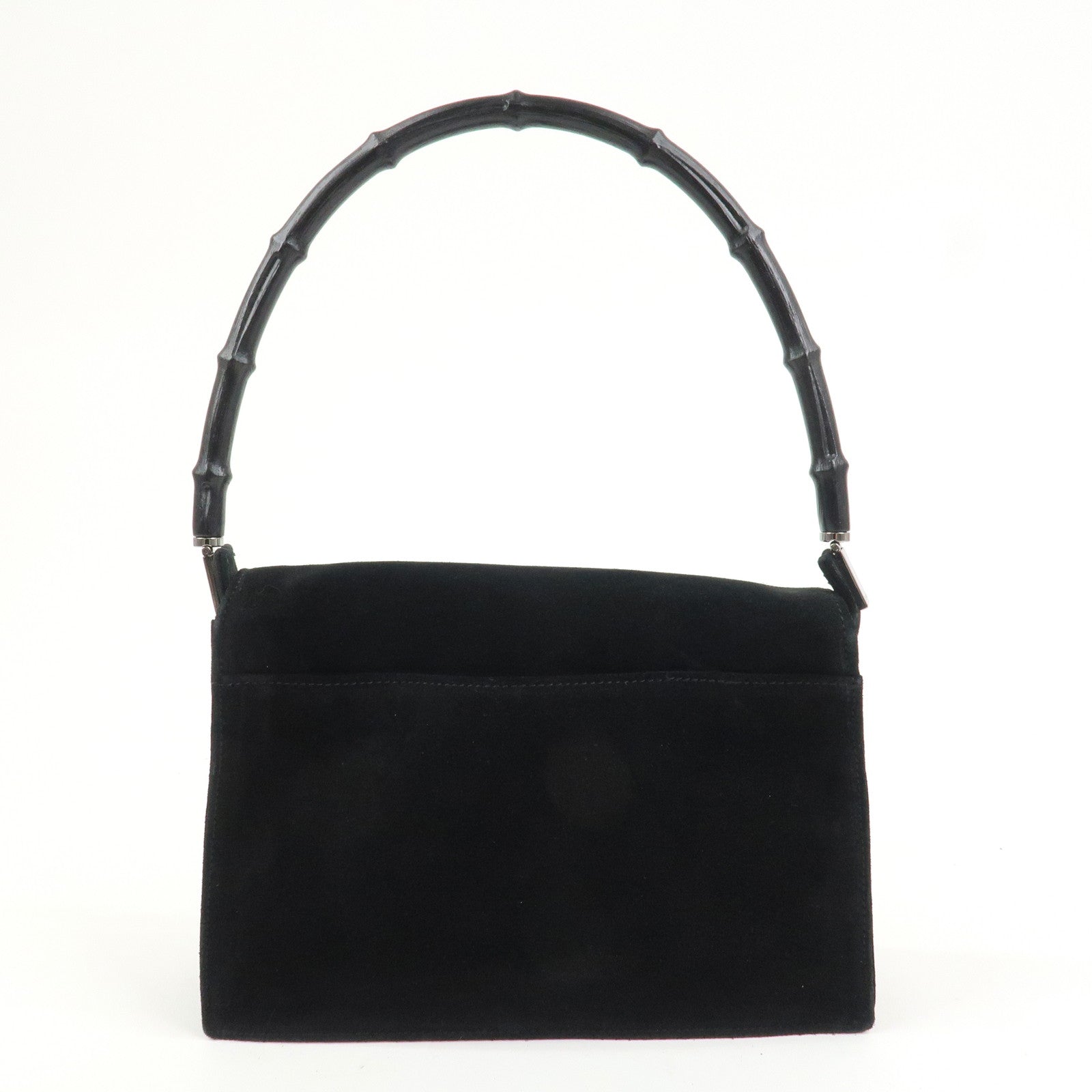 GUCCI Bamboo Suede Handle Shoulder Bag Hand Bag Black 001・3239